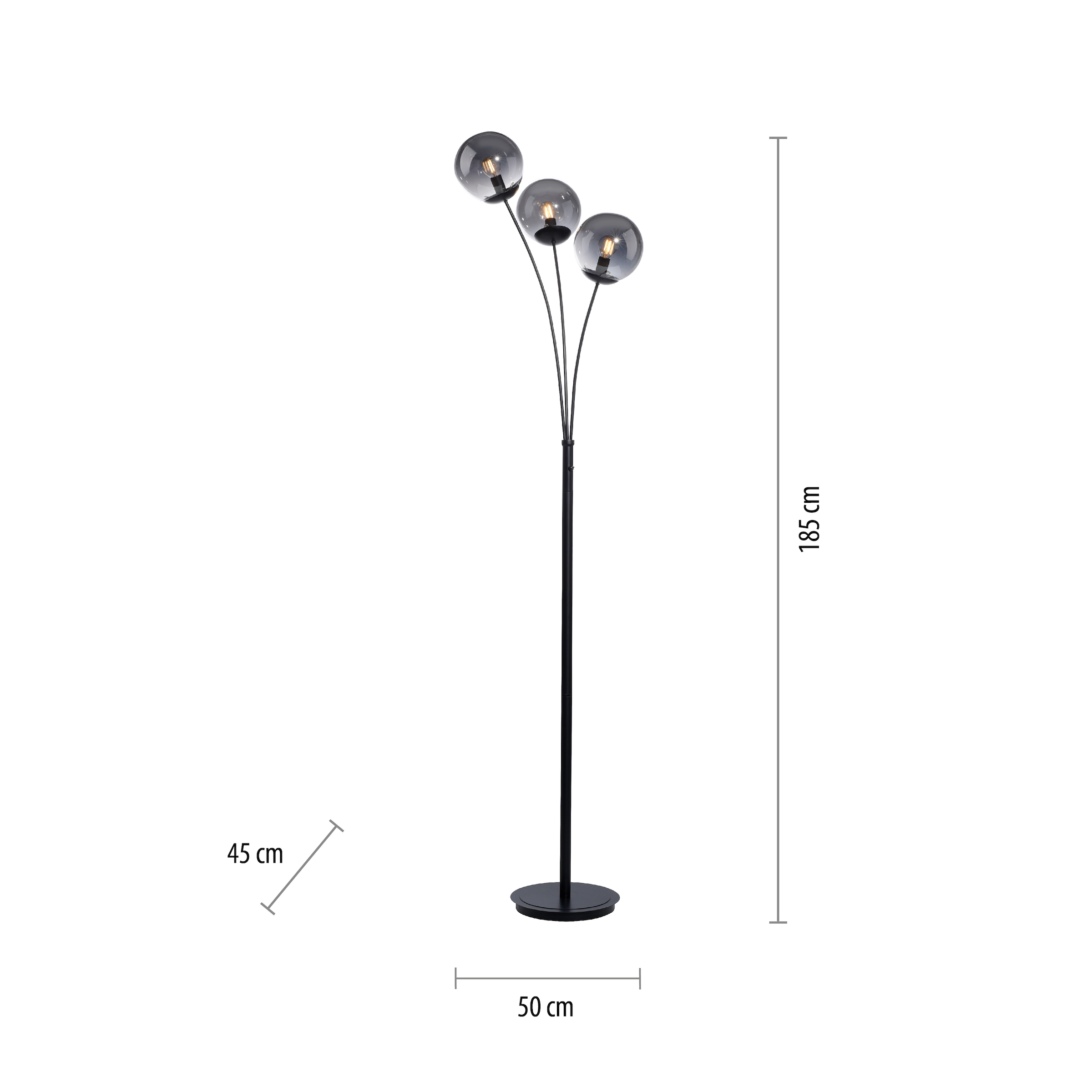 JUST LIGHT Stehlampe »BIG WIDOW«, 3 flammig, Leuchtmittel E14 | ohne Leuchtmittel, ExklusiveE14, Schalter, Kippschalter