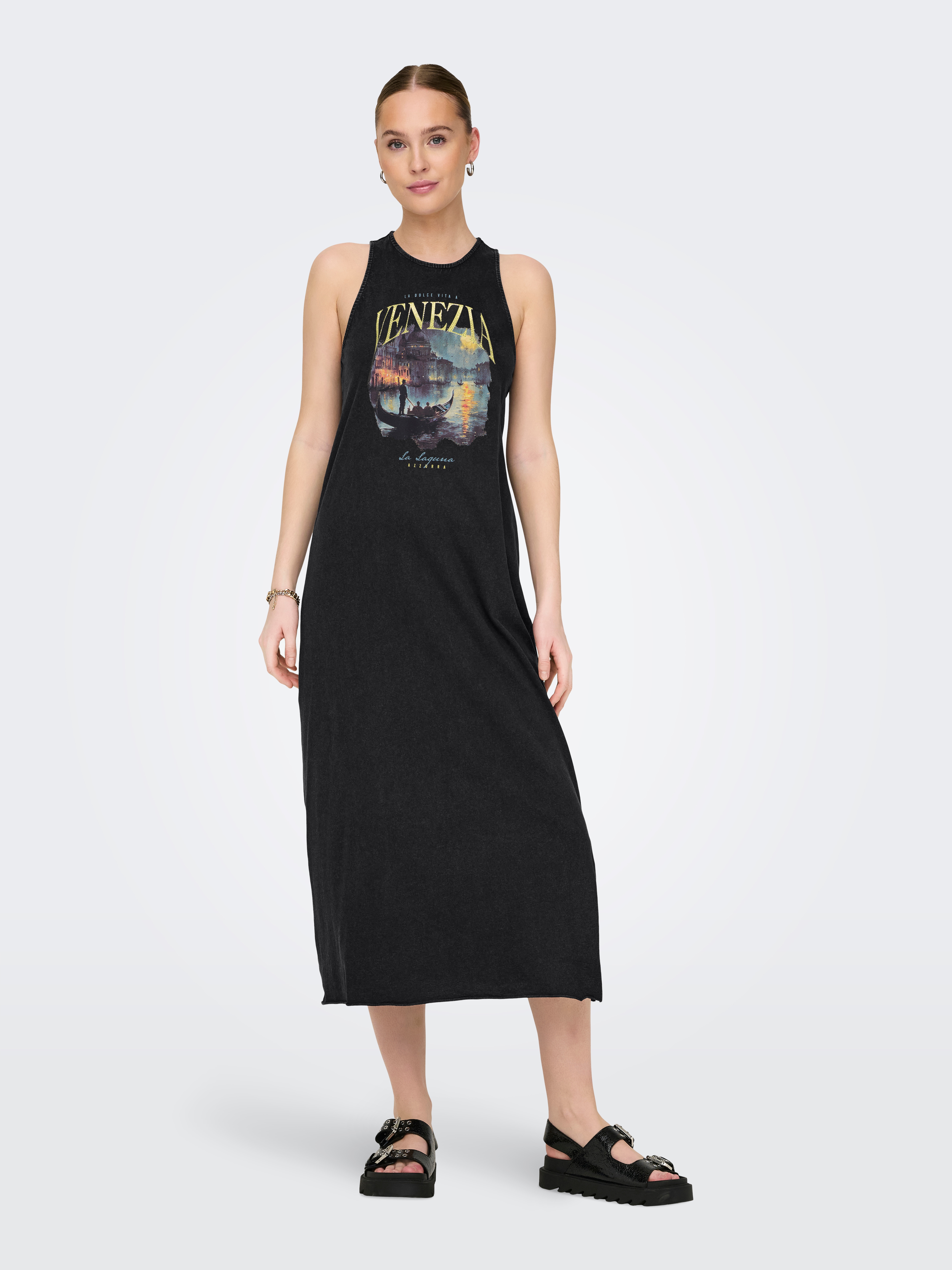 ONLY Jerseykleid "ONLLUCY LIFE S/L DRIVE DRESS BOX JRS" Baumwolle, regular fit, Rundhals, Frontdruck