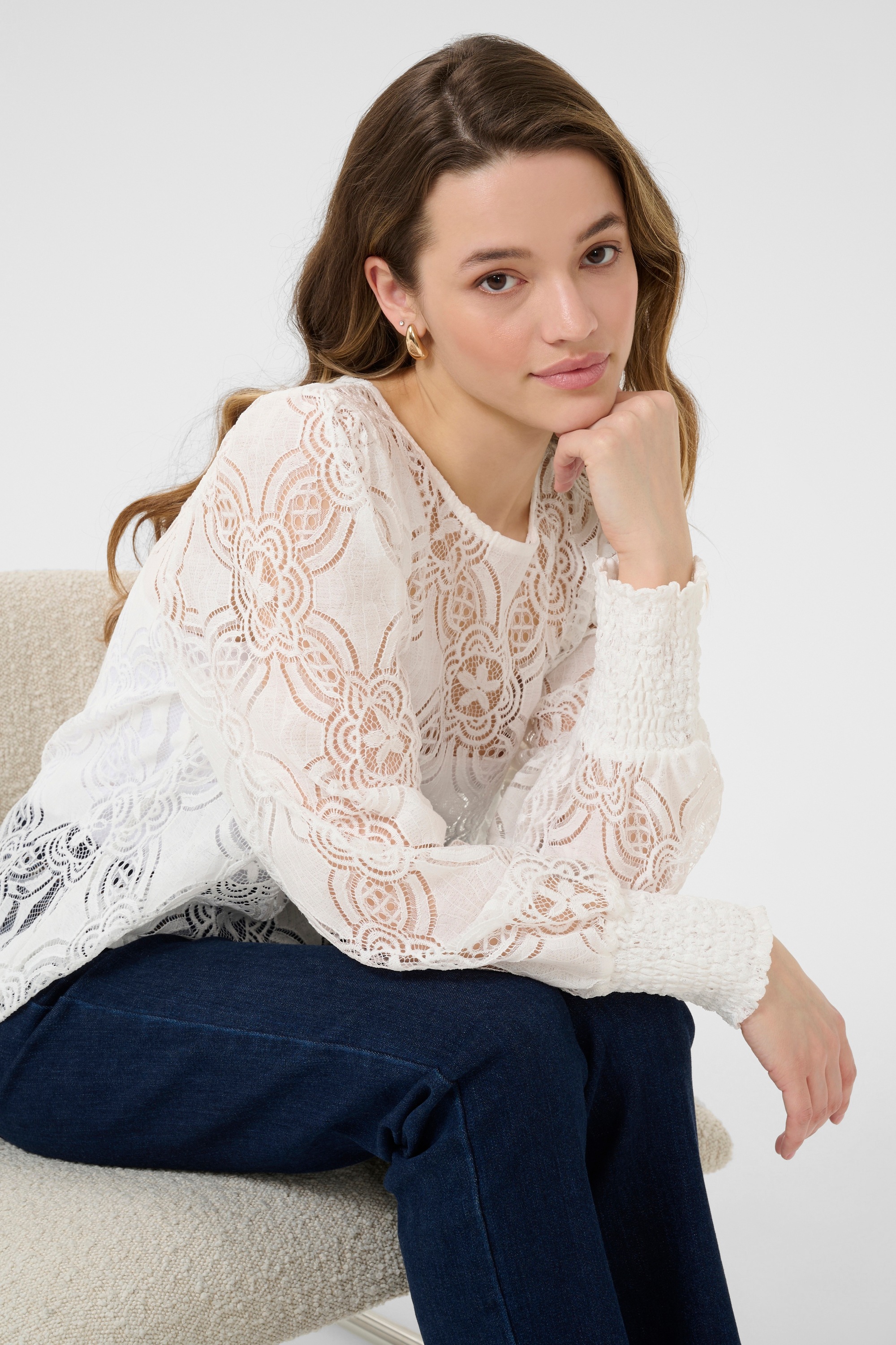 KAFFE Langarmbluse »Damen Bluse langarm KAraula«