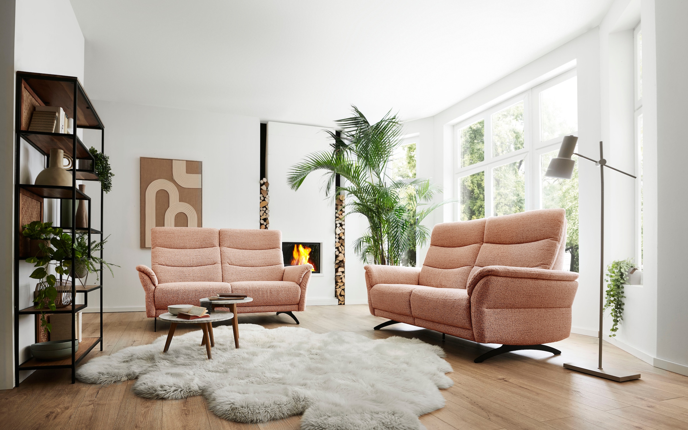 Home affaire Polstergarnitur »Aventis, 2,5- & 2-Sitzer mit motorischer Relaxfunktion« 3 tlg. tlg. inkl. Tonnentaschenfederkern & saugroboterfreundliche Kufen