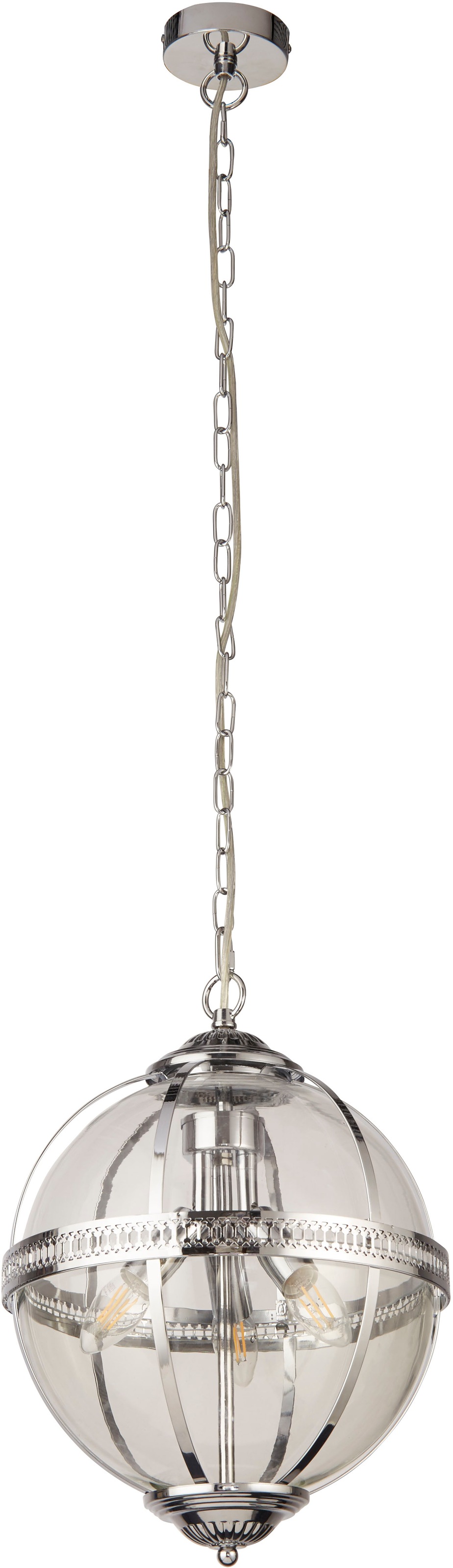SEARCHLIGHT Hängeleuchte "Hängeleuchte Coronet, 3-flammig", silber (chrom), 3, Ø 32cm H: 43cm, 1 Stk., Leuchten, Klassisches Ambiente, Hängeleuchte