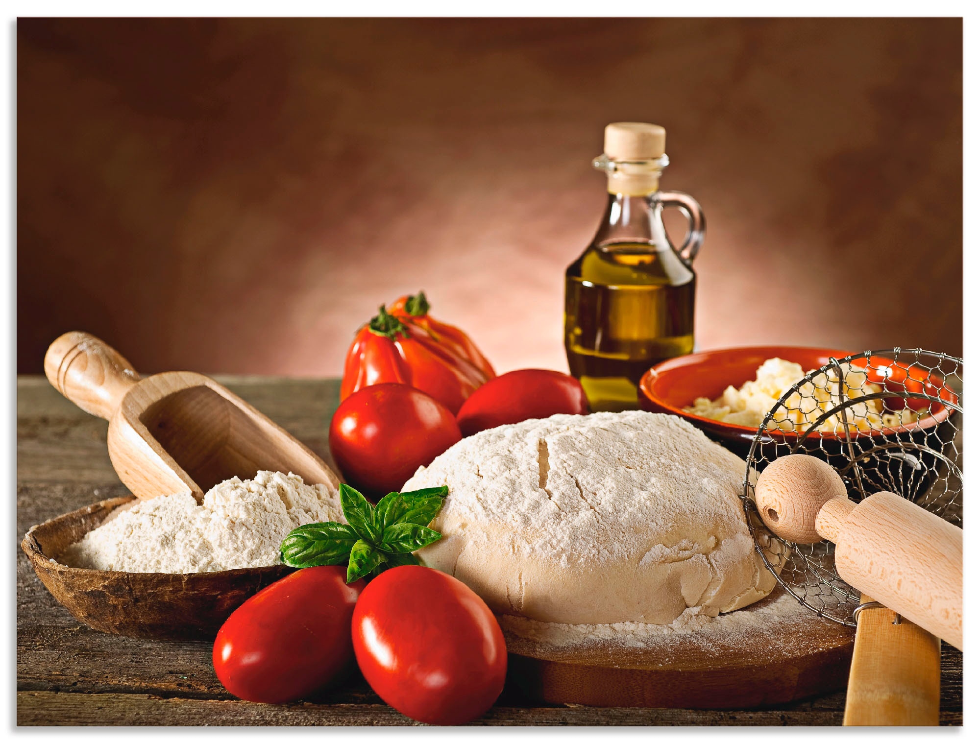 Artland "Teig für Pizza" Lebensmittel 1 Stk. tlg. als Alubild, Leinwandbild günstig online kaufen