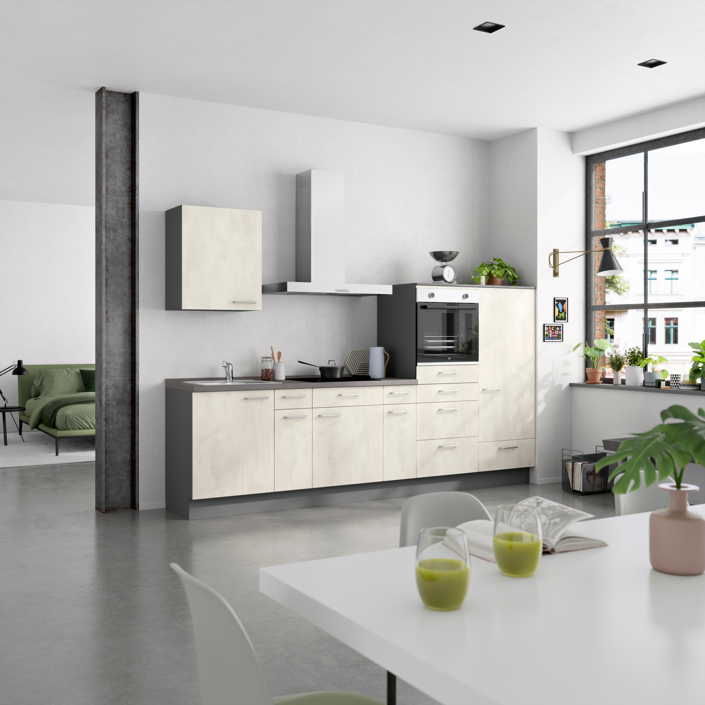 nobilia® Küchenzeile »"Riva I"«, vormontiert, Ausrichtung wählbar, Breite 300 cm, wahlw. mit E-Geräten