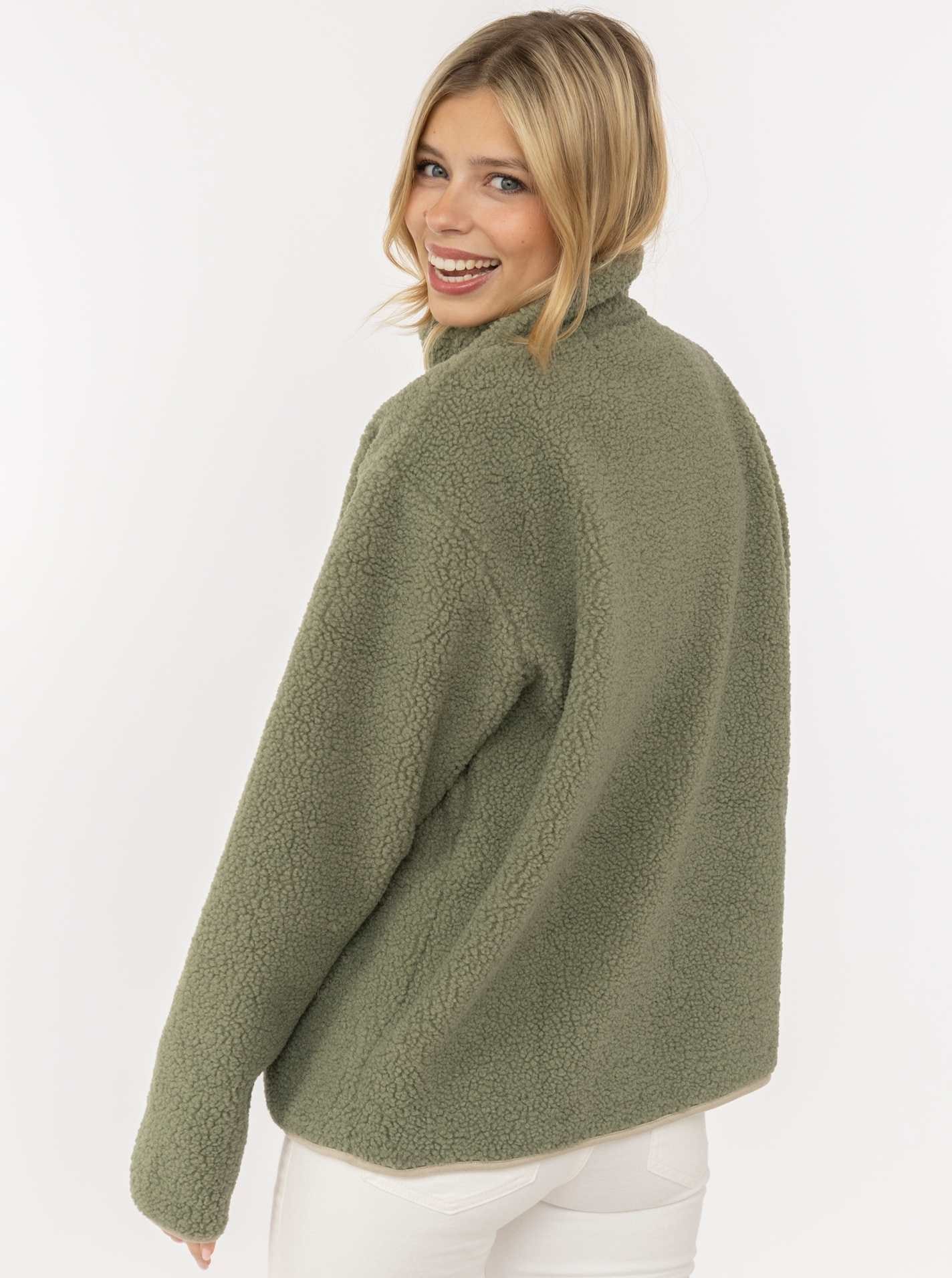 Zwillingsherz Bomberjacke »"Classic"« kuscheliges Teddy-Fleece , Kontrastdetails, Brutstasche, Stehkragen