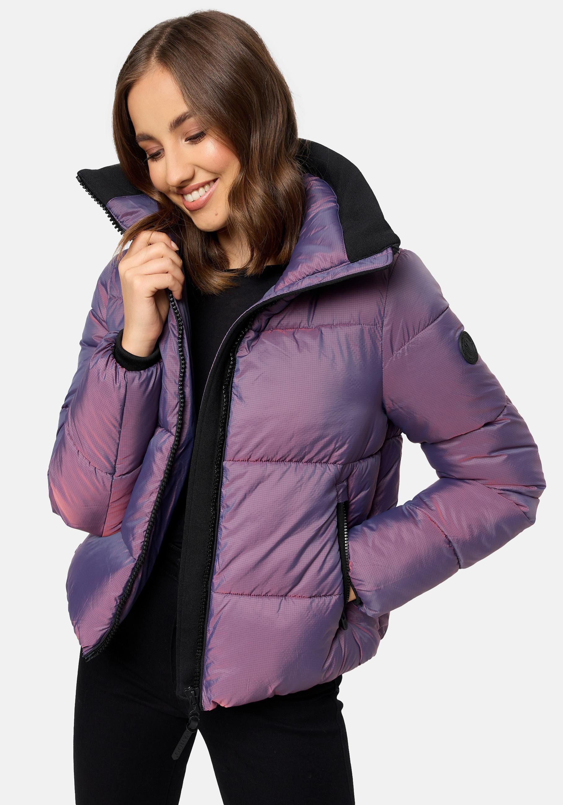 Navahoo Steppjacke »Sternschnüppchen«, ohne Kapuze, Gesteppte Damen Winterjacke in Chrom-Optik