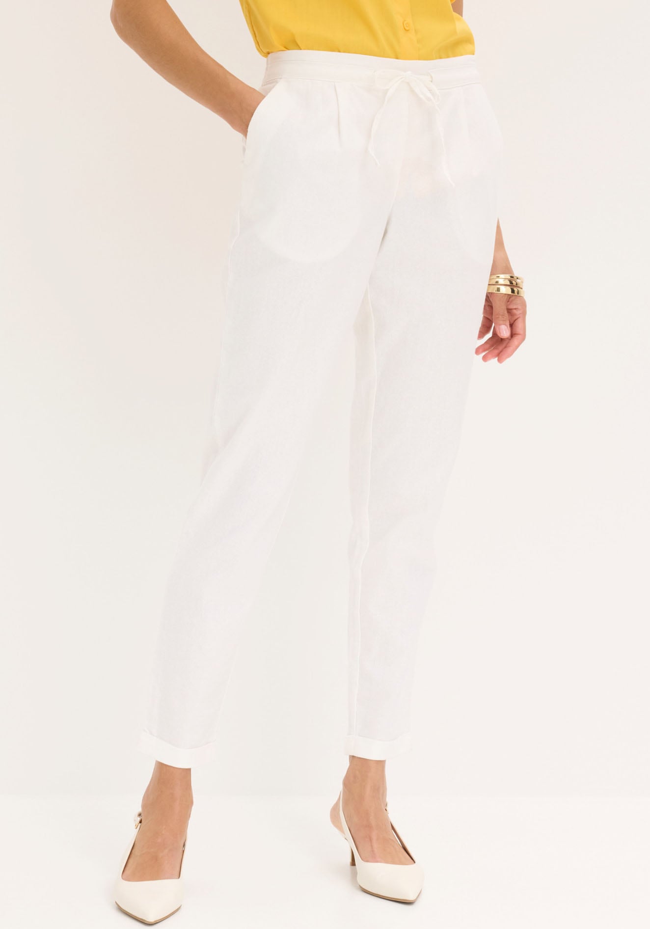 bonprix Leinenhose "Leinenhose" aus Leinen und Baumwolle, Regular Fit, mit elastischem Gummibund