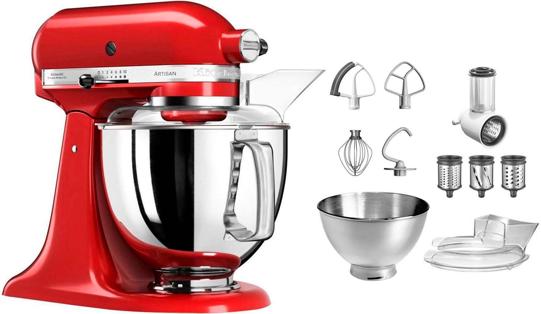 KitchenAid Küchenmaschine »5KSM175PSEER+KSMVSA EMPIRE ROT«, mit Gratis Gemüseschneider und 3 Trommeln (Wert ca. 129,- UVP)