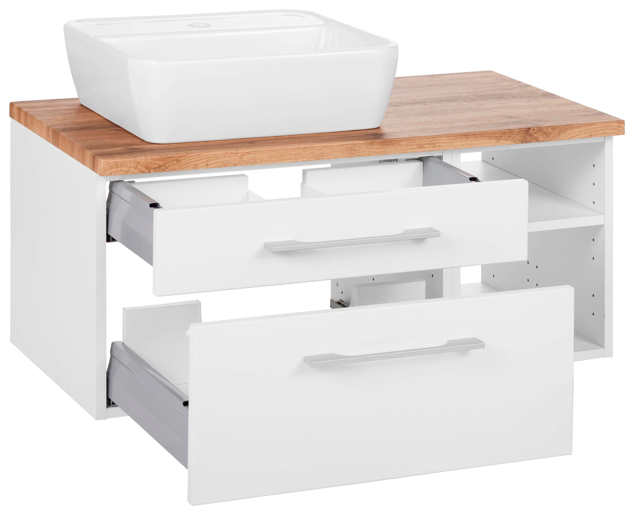 welltime Waschbeckenunterschrank »Davos«, Badmöbel, Waschtisch inkl. Waschbecken, Breite 90 cm