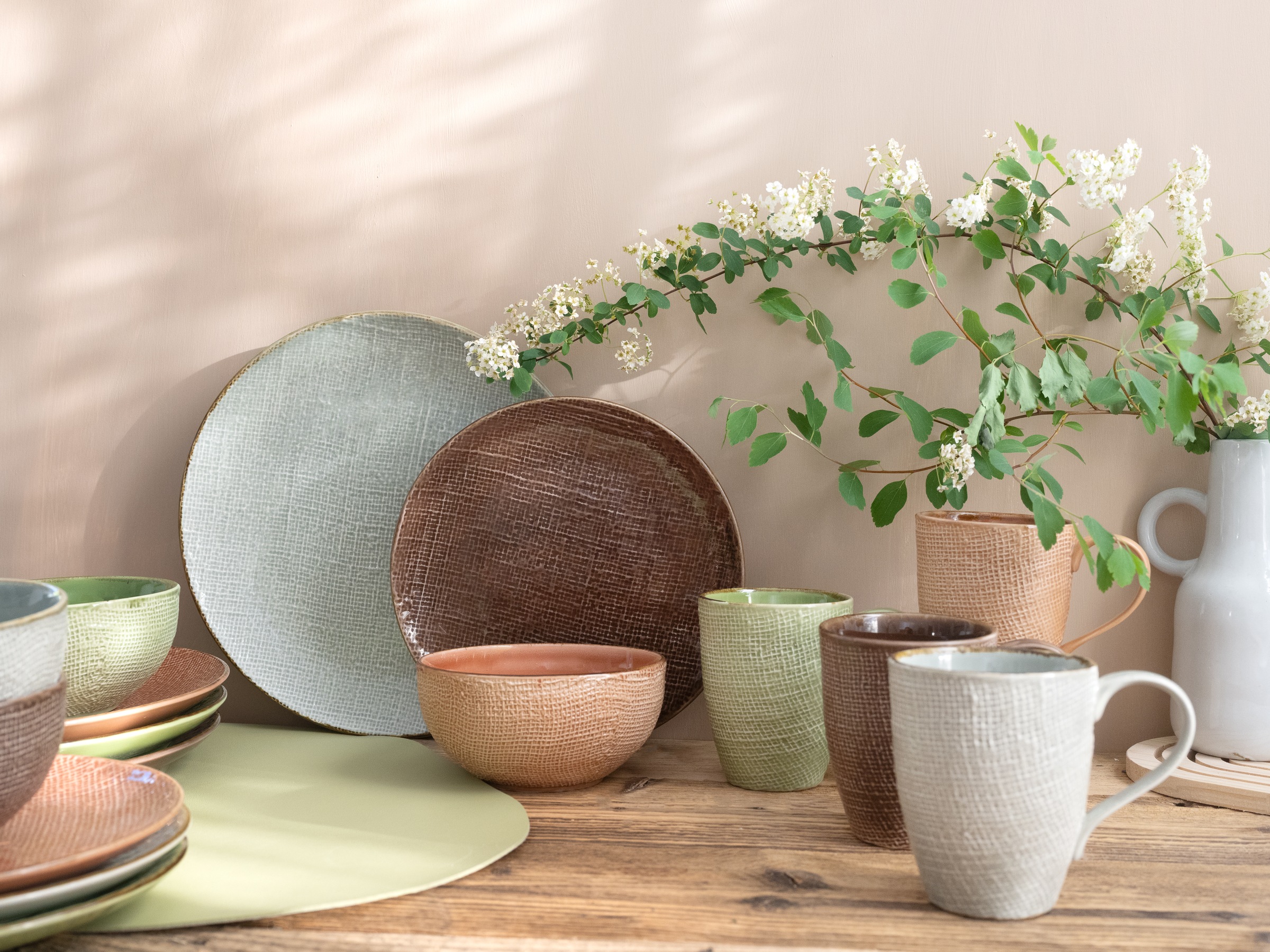 CreaTable Kombiservice "Geschirr-Set Canvas" Service, Leinenstruktur, medit günstig online kaufen