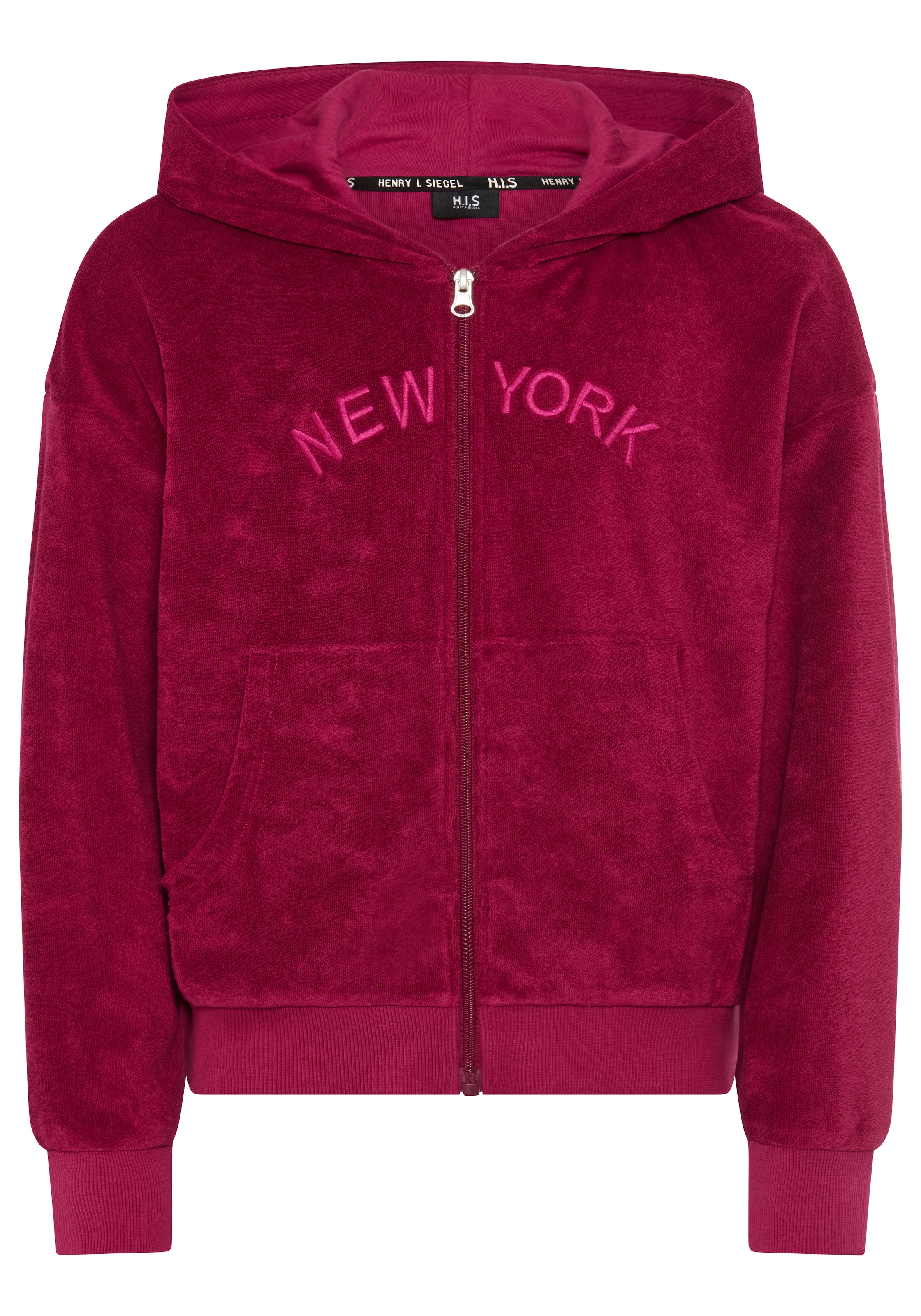 H.I.S Sweatjacke »Kuschelweiche Nicki-Jacke« mit Kapuze, für vielseitige Einsätze, mit Stickerei