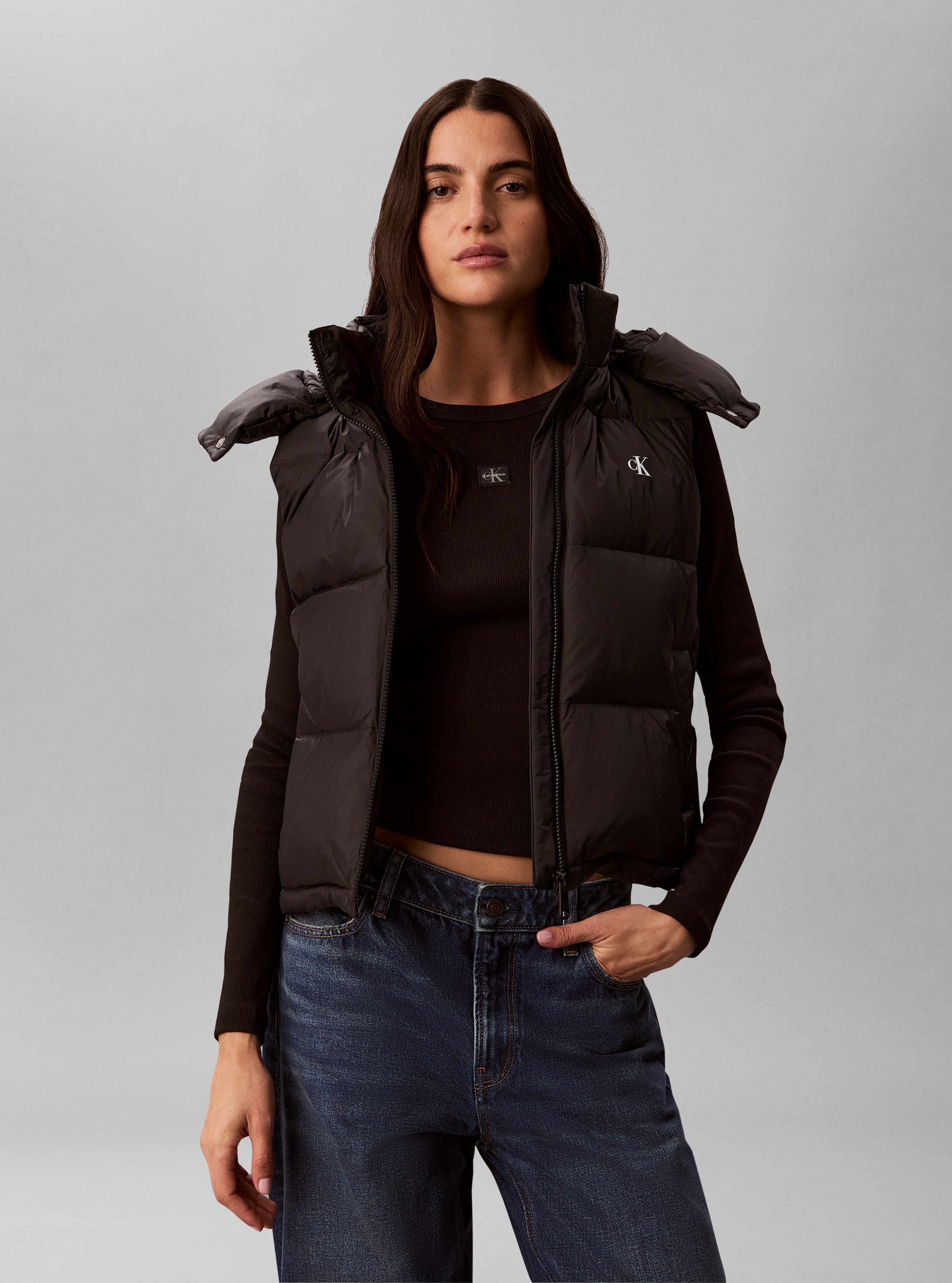 Calvin Klein Jeans Steppjacke "ESSENTIAL SHORT DOWN PUFFER" mit Kapuze Regular fit mit Stehkragen