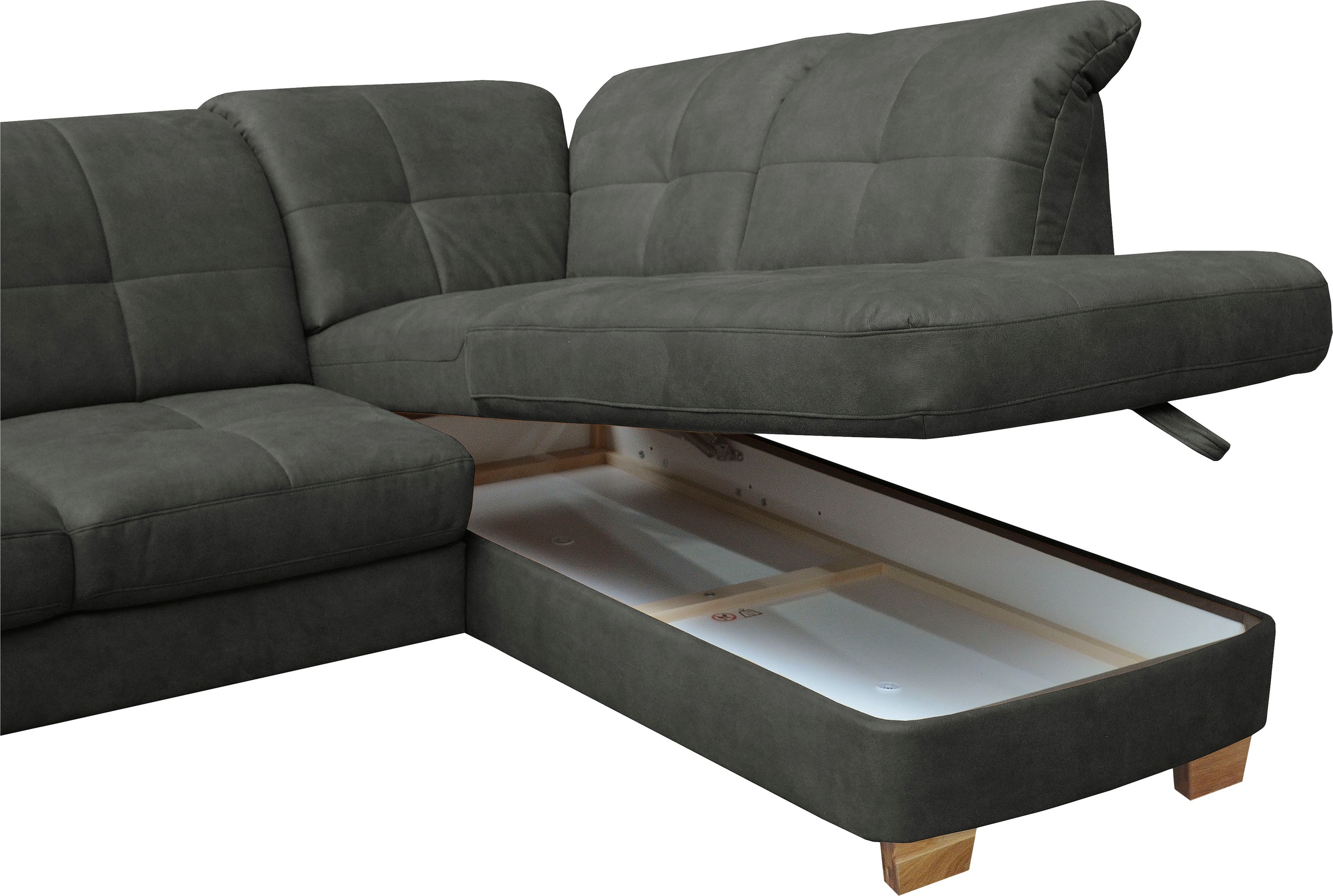Ecksofa ALINA "Karima", grau (quarzgrau gdu 19), B:277cm H:98cm T:219cm, Microfaser GDU (100% Polyester), Sofas, Ecksofa, inkl. Rückenlehnenverstellung, wahlweise mit Bettfunktion und Stauraum 8