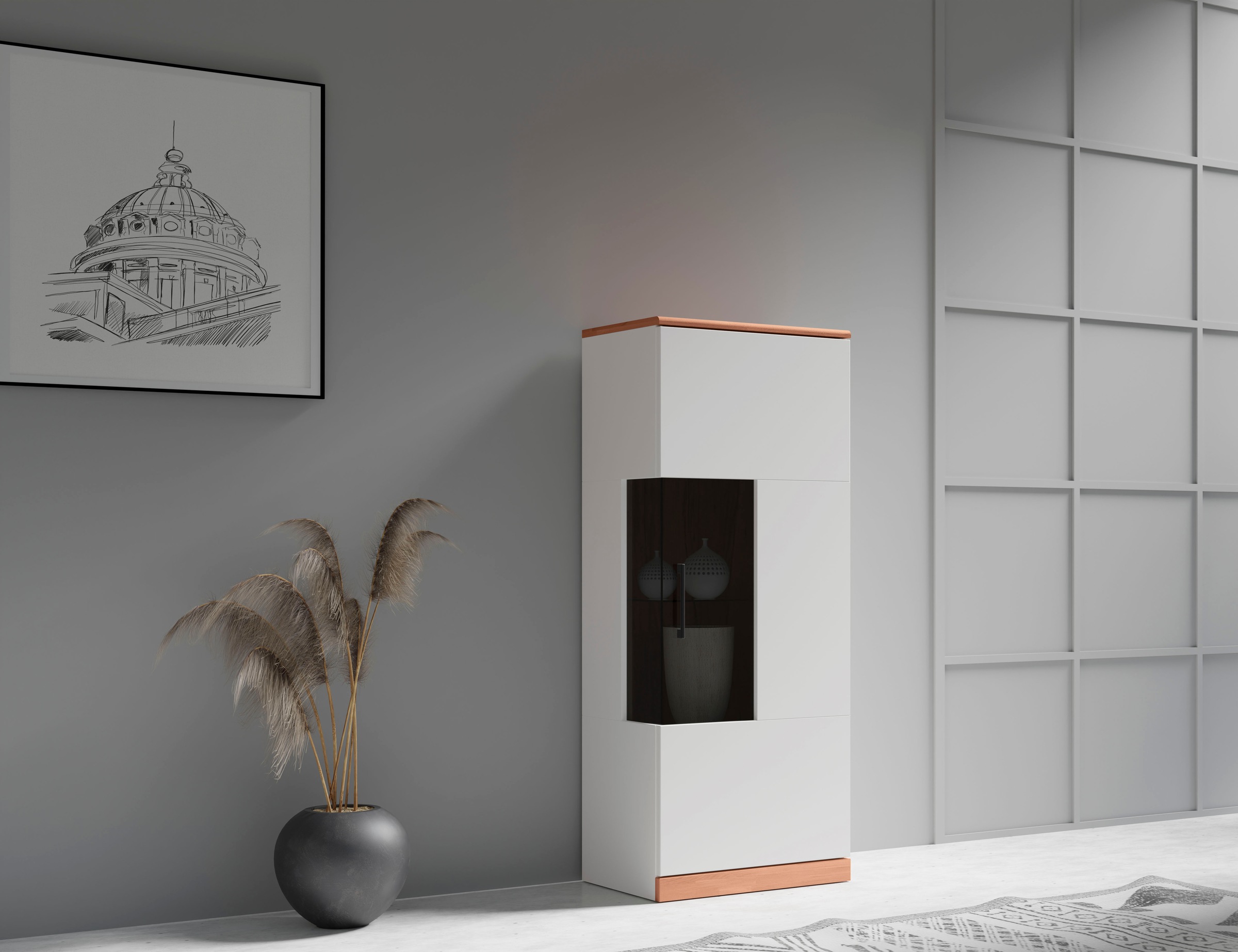 Home affaire Vitrine "Ribe,125cm hoch,4 Fächer,1Glasboden variabel einsetzb günstig online kaufen
