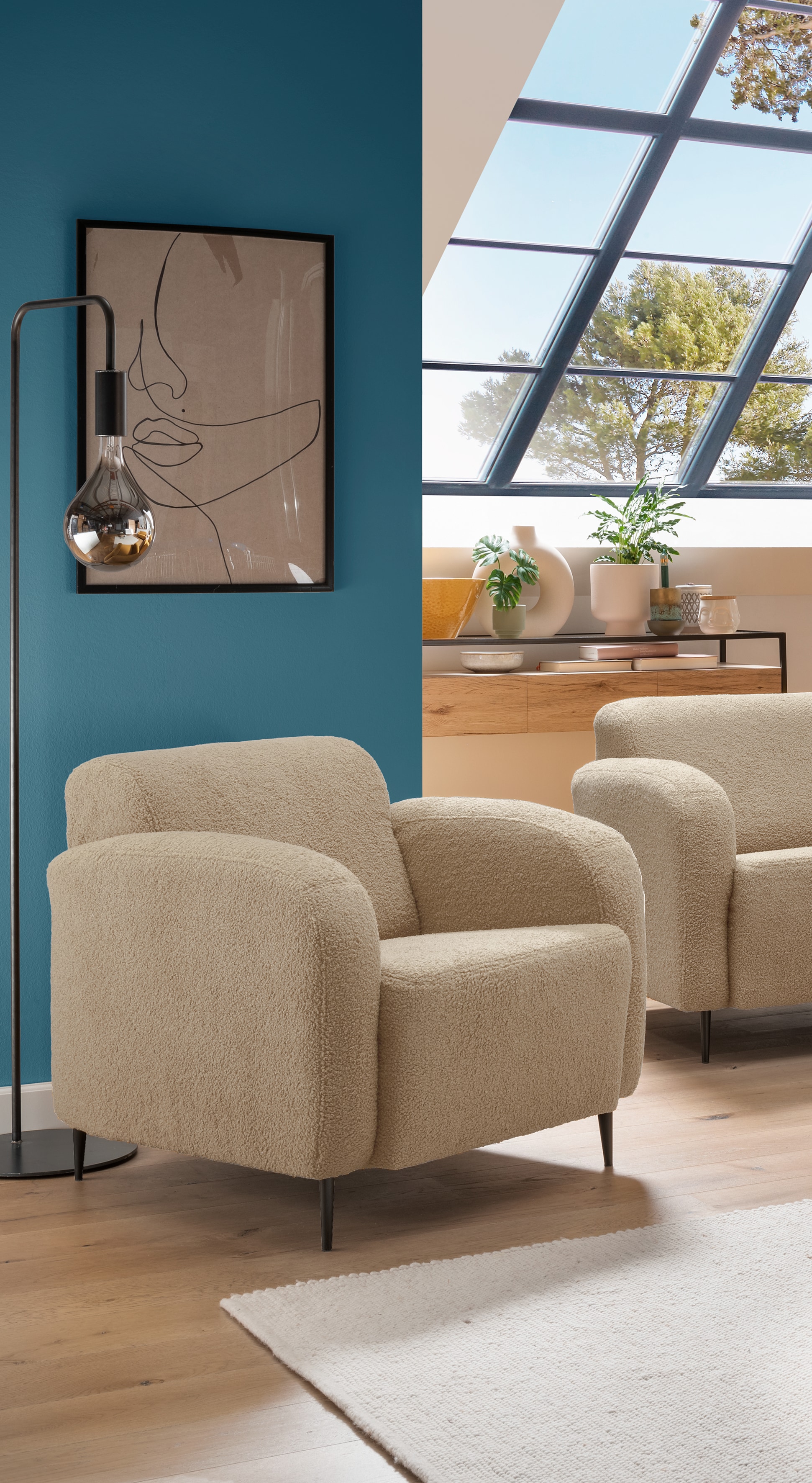Home affaire Cocktailsessel "Marone Loungesessel, bequem, Breite 85cm, bodenfrei" auch als 2-Sitzer und 3-Sitzer erhältlich