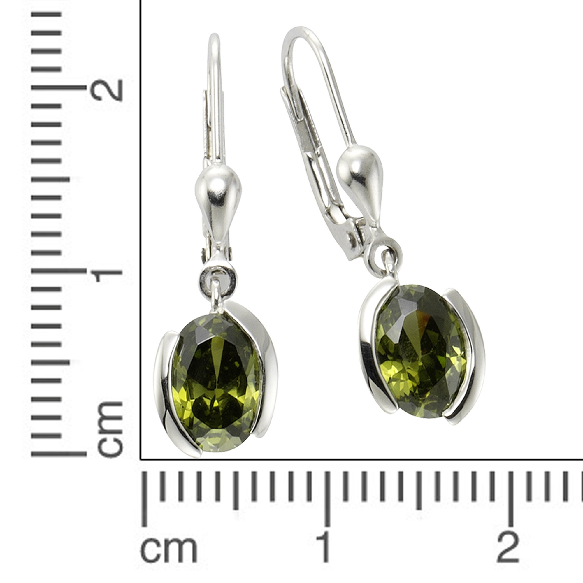 Zeeme Paar Ohrhänger »925/- Sterling Silber Zirkonia olive«