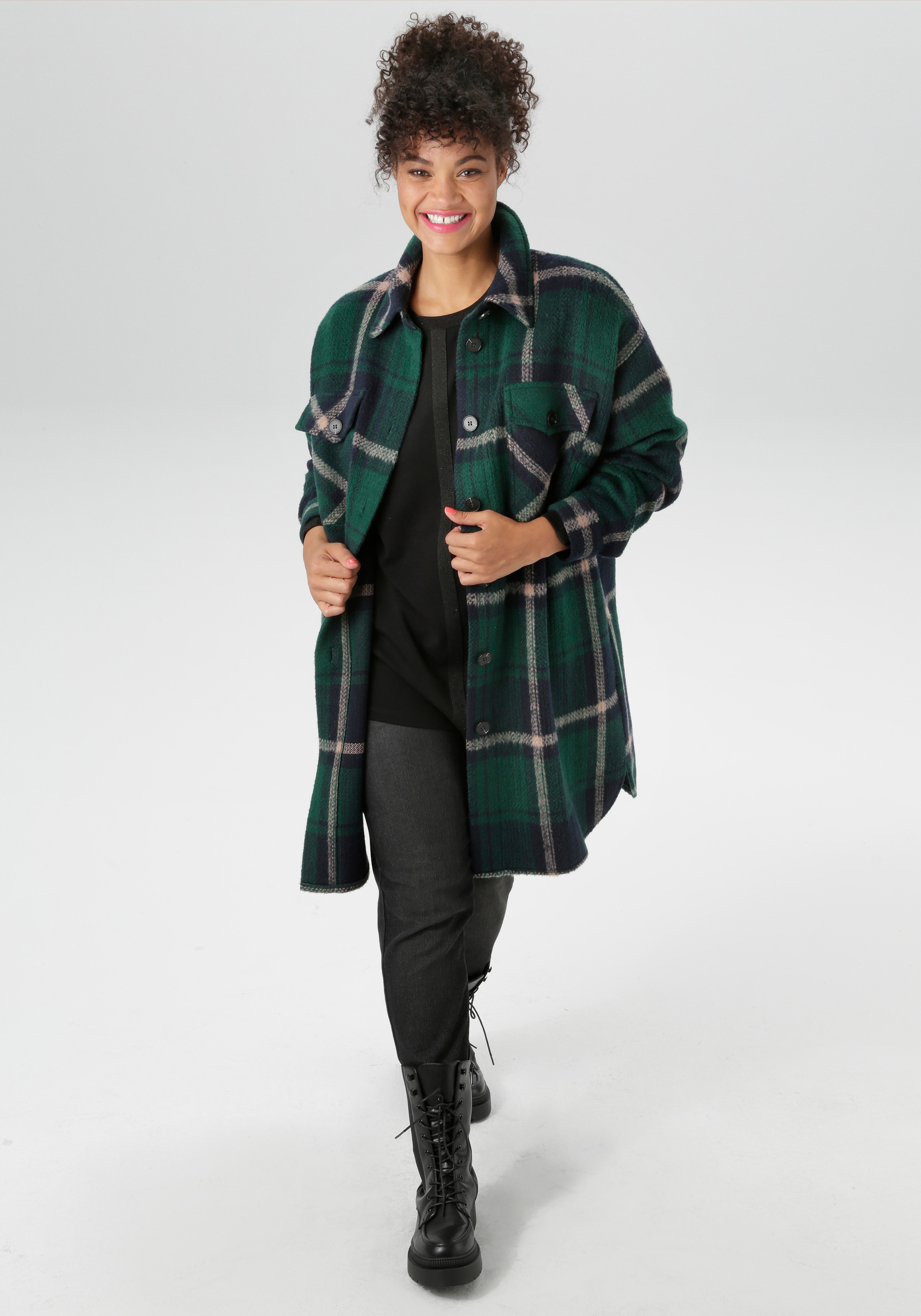 Aniston PLUS Langjacke, im ausdrucksvollem Karo-Dessin - NEUE KOLLEKTION günstig online kaufen