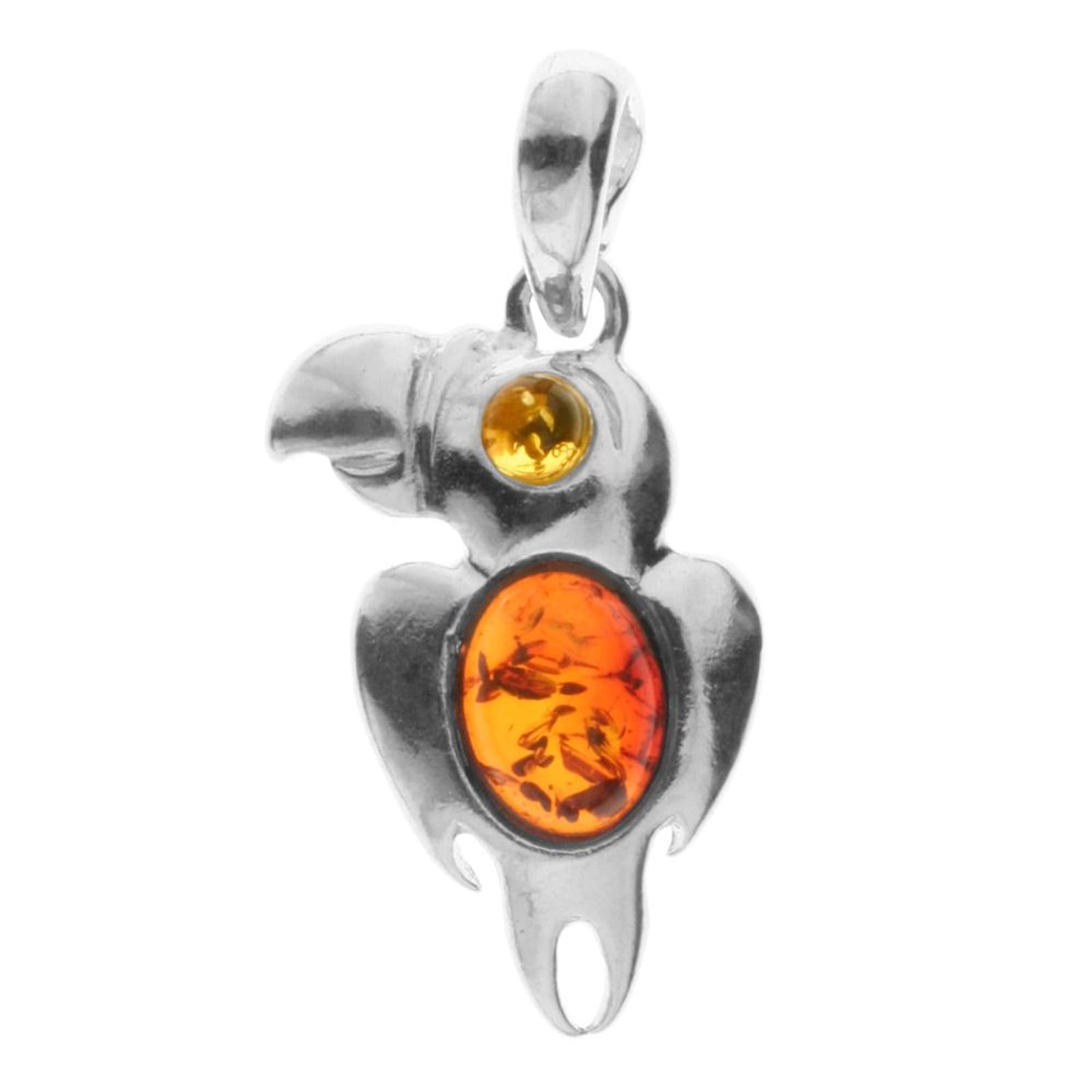 Kettenanhänger OSTSEE-SCHMUCK "- Papagei - Silber 925/000 - Bernstein" Gr. 30, silber (silber 925, silberfarben, weiß), Schmuckanhänger, Damen, Silber 925 (Sterlingsilber), Kettenanhänger