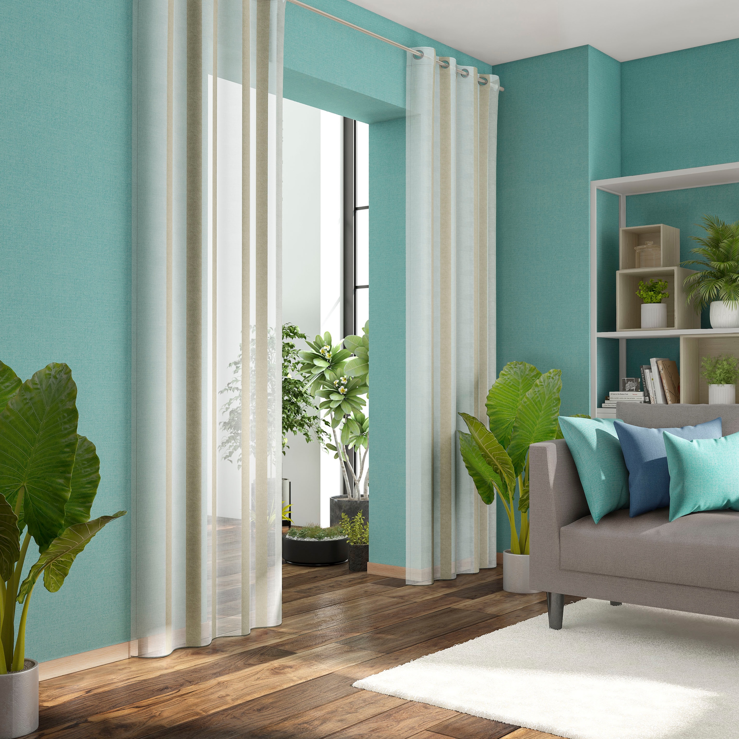 Neutex for you Vorhang "ALASSIO" Ösen 1 tlg. Längssteifen mit Glanzeffekt günstig online kaufen