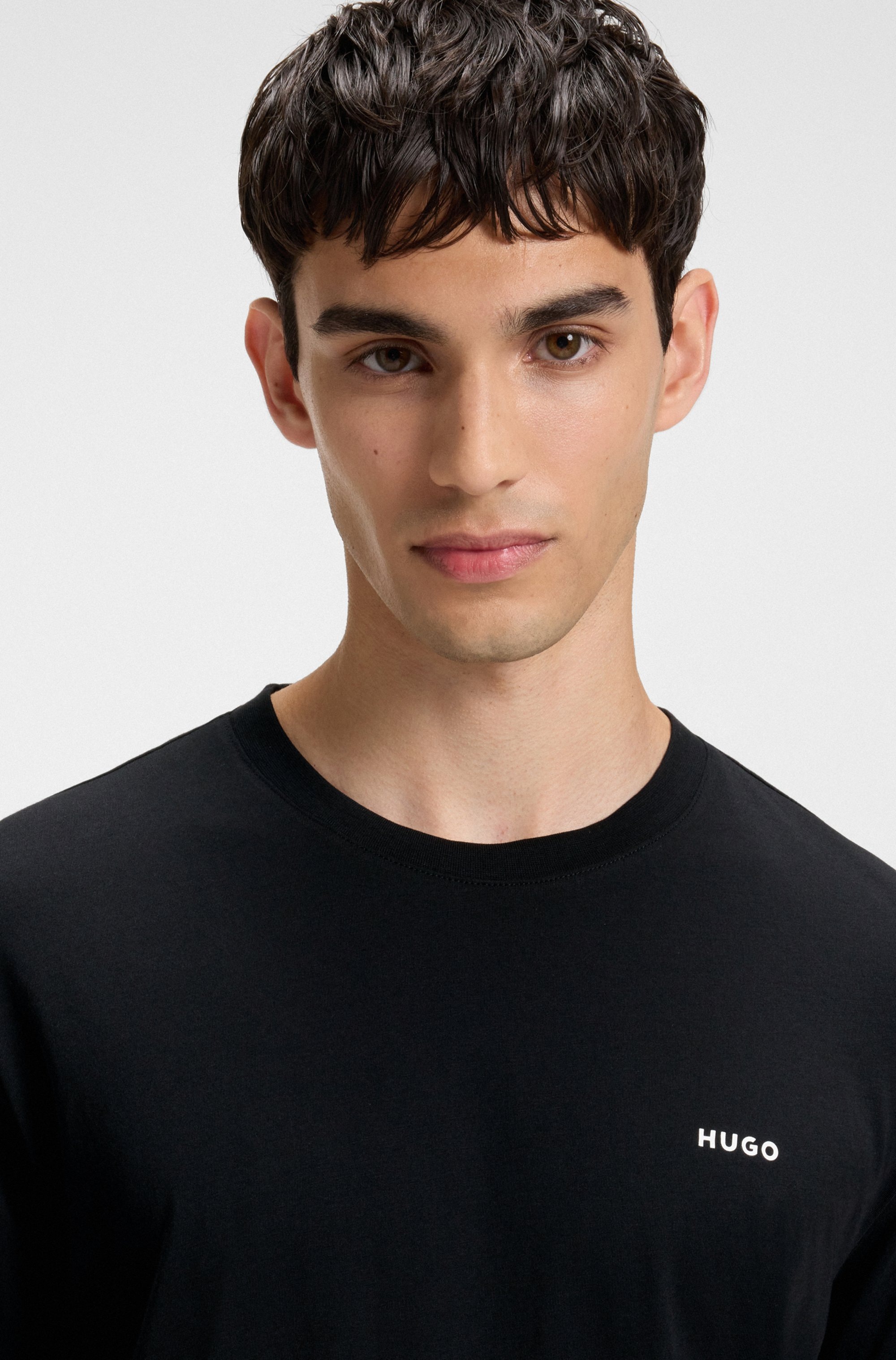 HUGO pour homme. 50466158 T-shirt Dero noir (L), Casuel, Coton, Manche courte, Durable 6