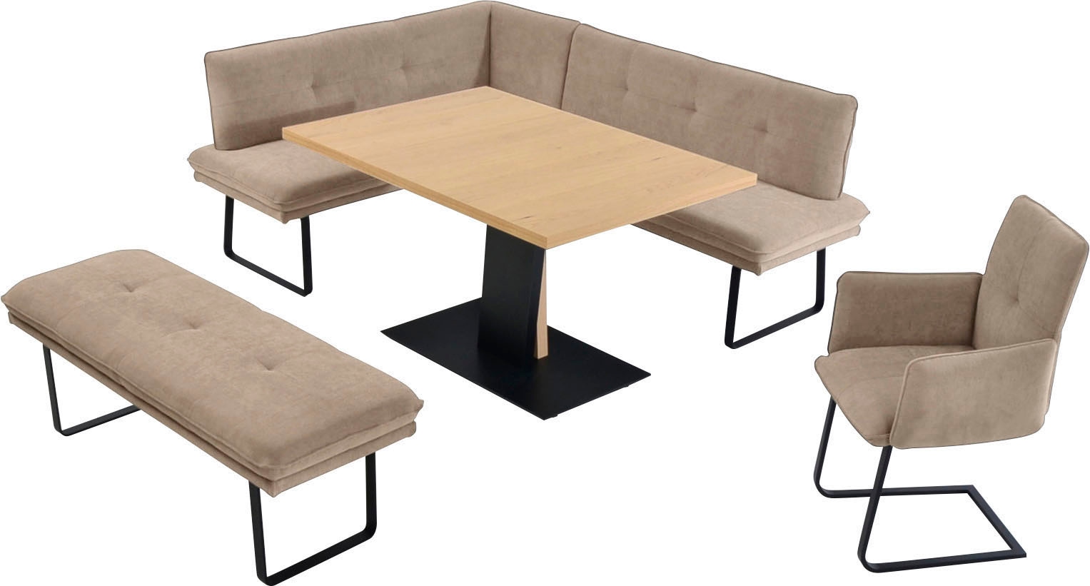 K+W Komfort & Wohnen "Giacomo III" 4 Stk. tlg. wahlweise links oder rechts langer Schenkel 207cm, Freischwingersessel