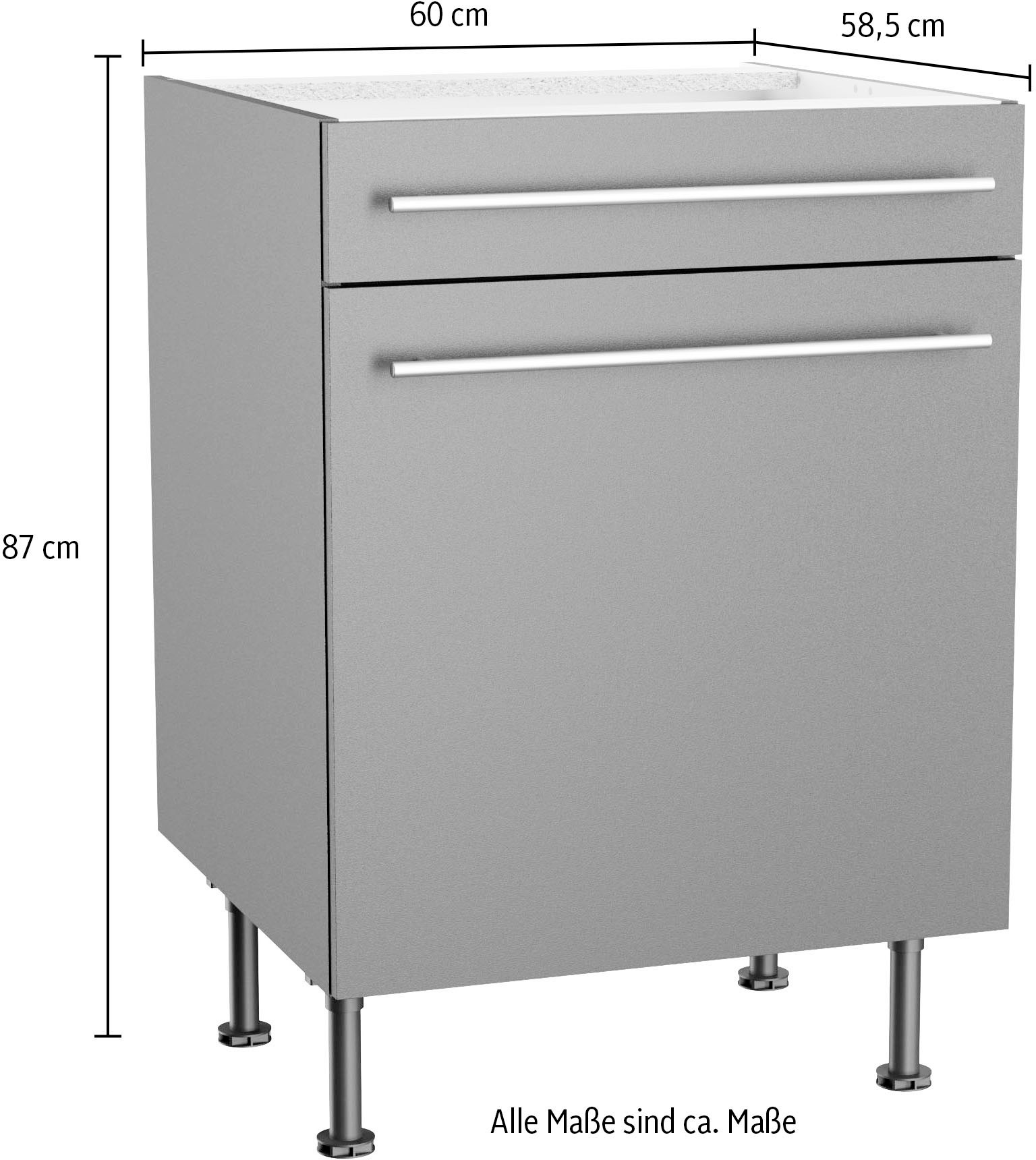 KOCHSTATION Unterschrank »KS-Bern2«, Breite 60 cm, 1 Tür, 1 Schubkasten, 1 Einlegeboden