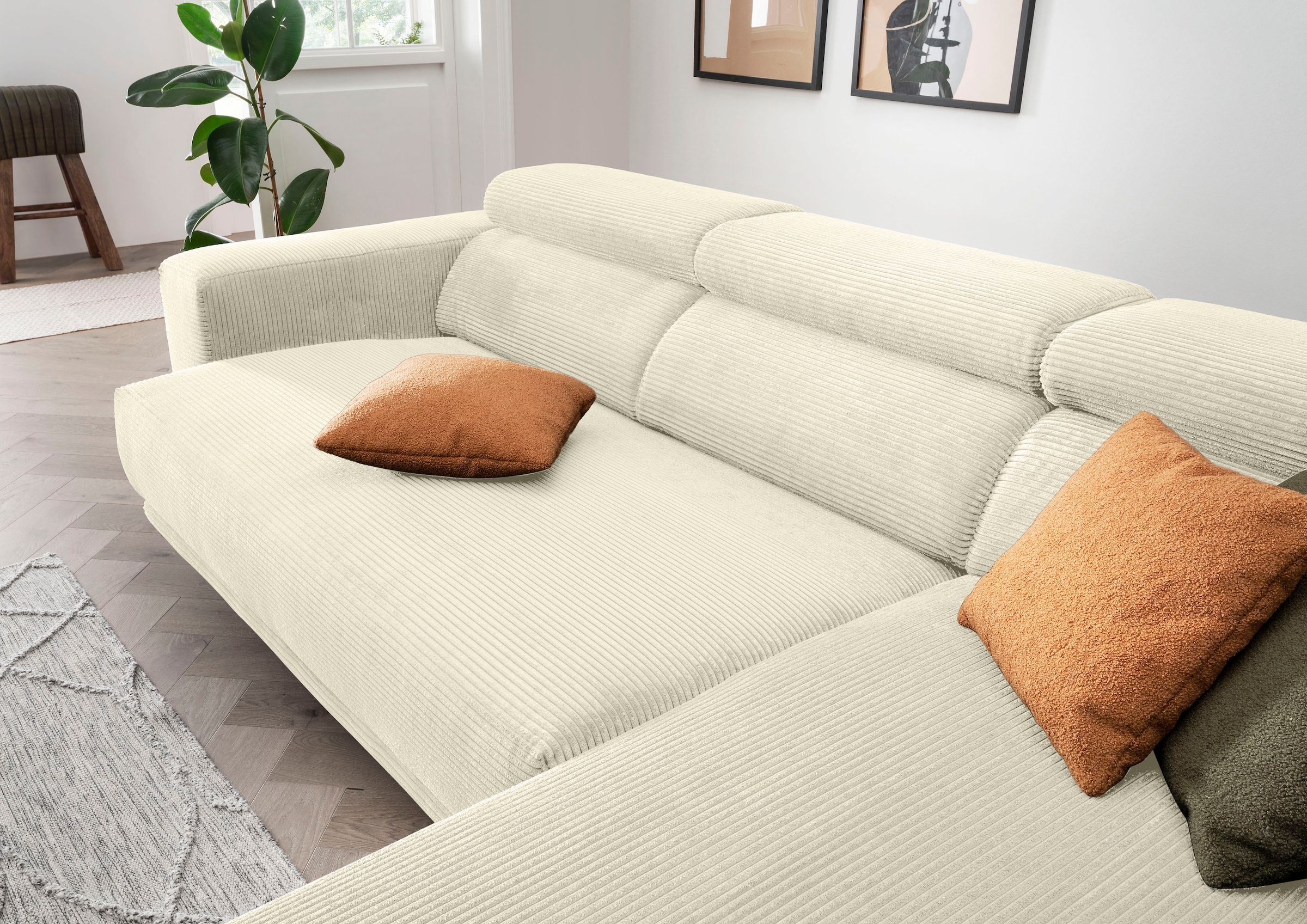 alina Ecksofa »Hikari«, wahlweise mit Sitzvorzug, in modernem Cordstoff, Breite 302 cm