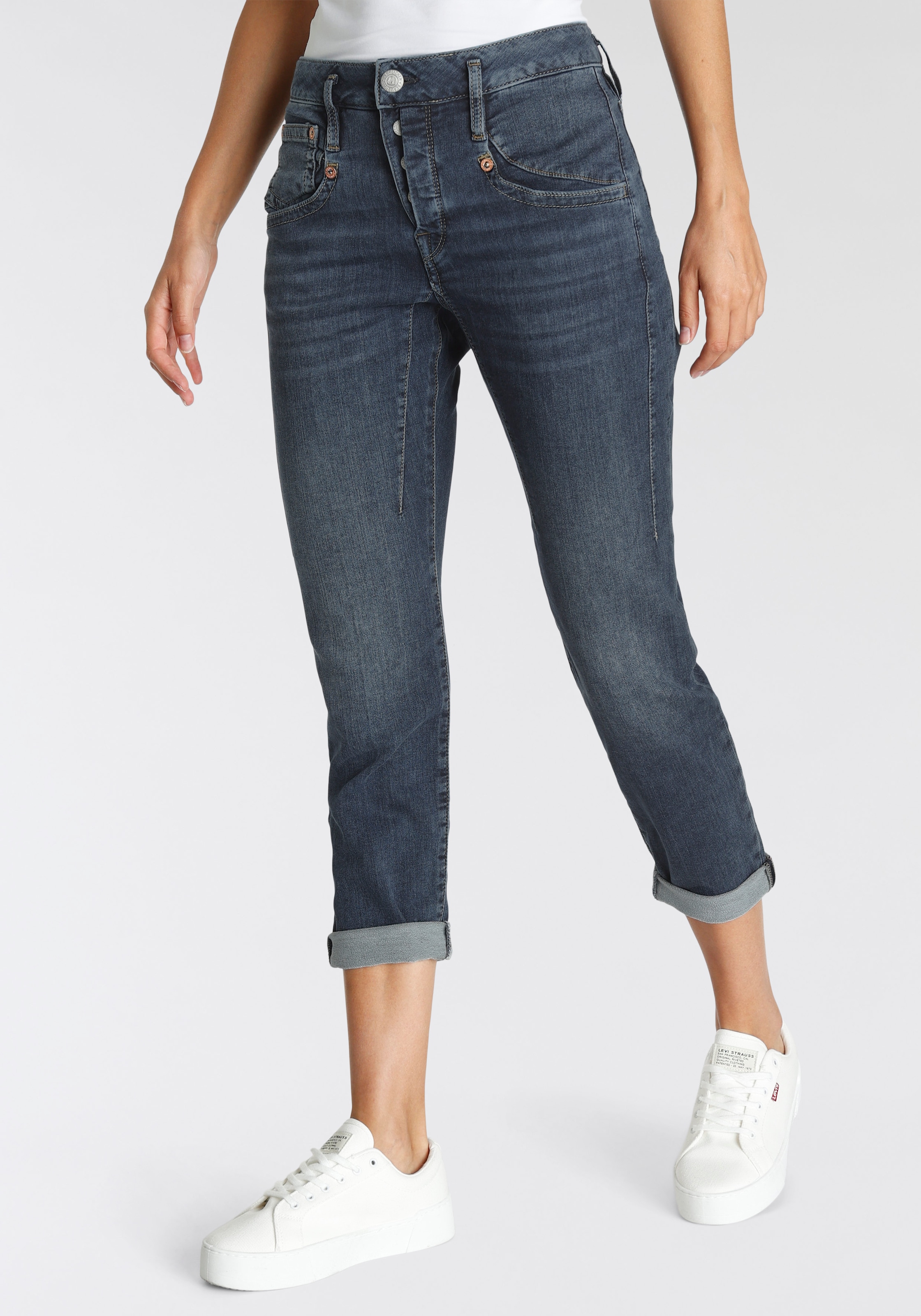 Herrlicher Boyfriend-Jeans »Shyra Cropped Jogg Denim«, weiche Haptik, Abriebeffekte, Vintage