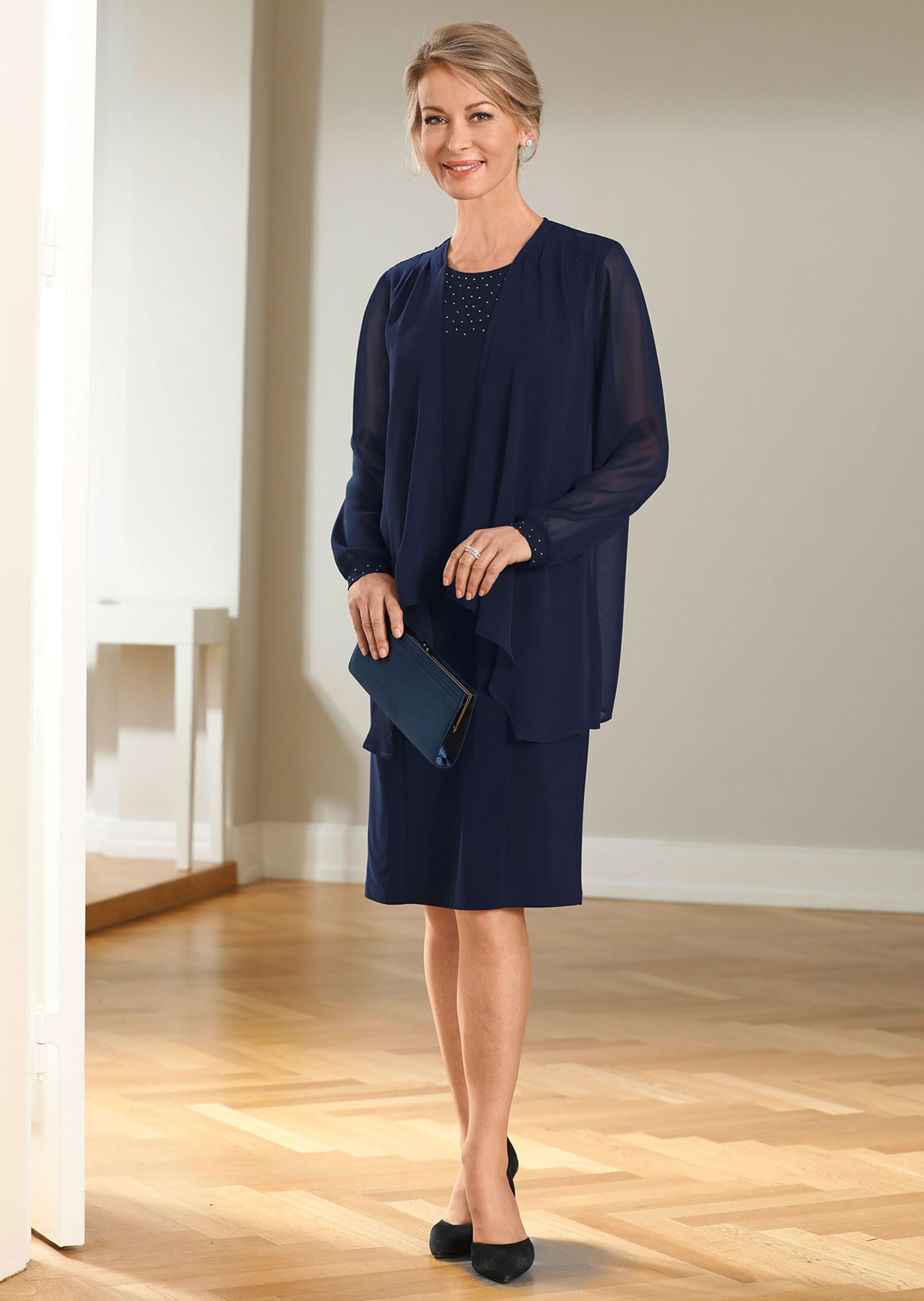 GOLDNER 2-in-1-Kleid »Kleid mit feinem Chiffonjäckchen« Mit schimmernden Glitzersteinchen