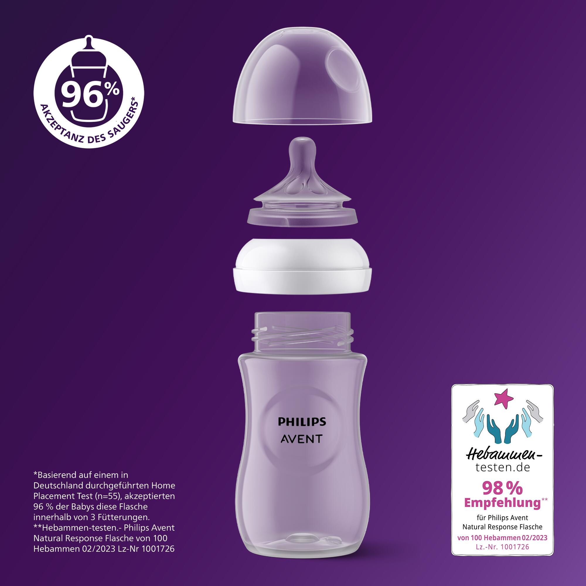 Philips AVENT Babyflasche »Natural Response Starter-Set für Neugeborene SCD838/11« 4 Flaschen, ultra soft Schnuller und Flaschenbürste