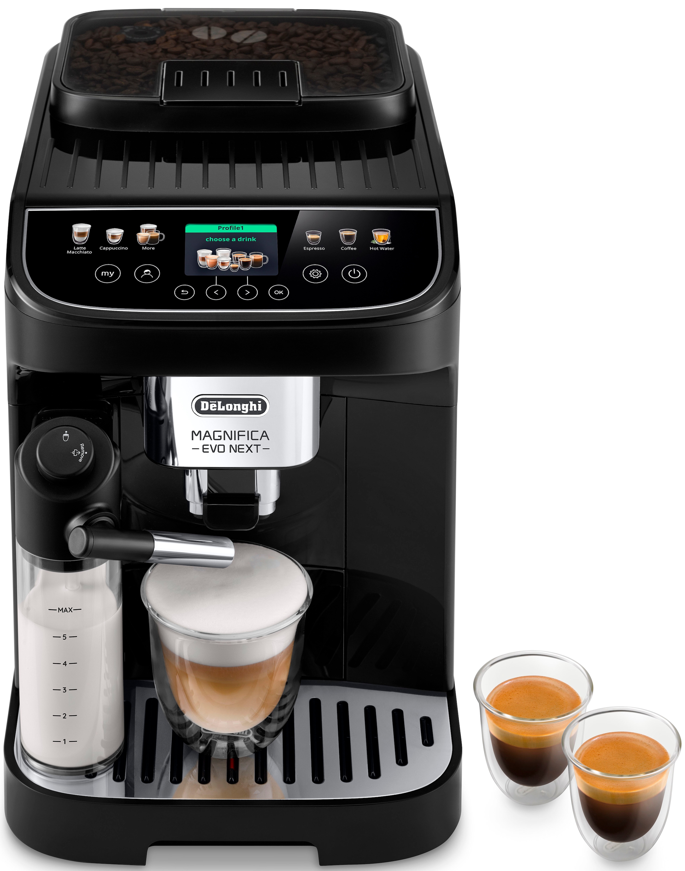 "DE'LONGHI Kaffeevollautomat ""Magnifica Evo Next ECAM310.60.GB"", schwarz, B:29,5cm H:40cm T:48,8cm, Kaffeevollautomaten, MyLatteFunktion, 3