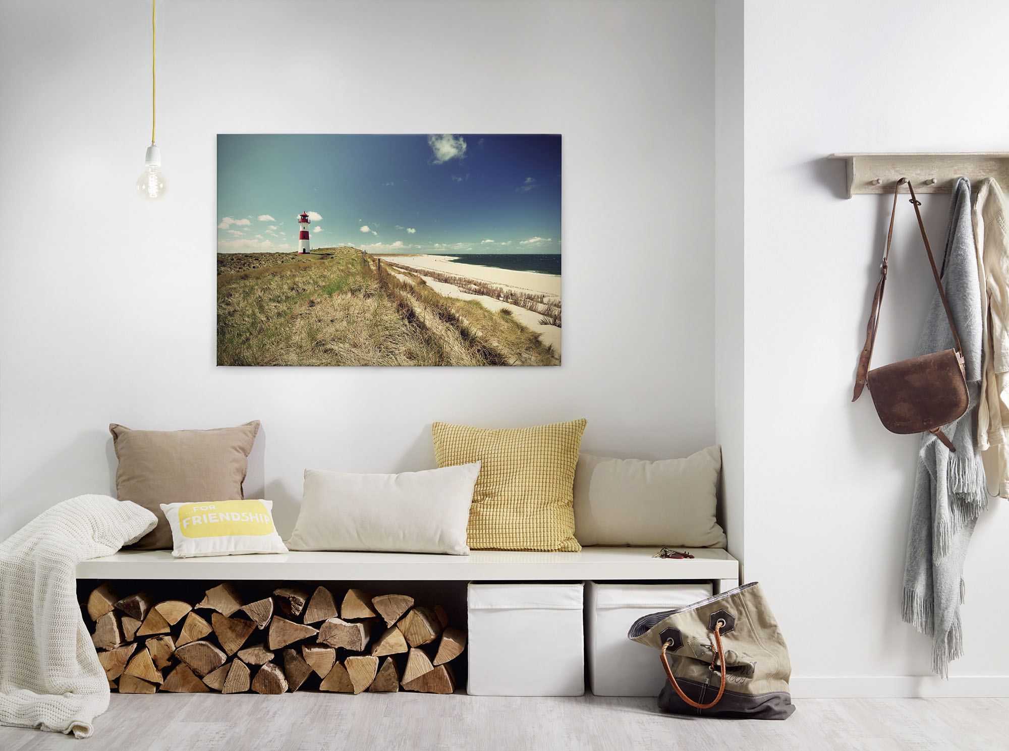 A.S. Création Leinwandbild "Lighthouse" Gemälde Kunst 1 Stk. tlg. Strand Dünen Meer Keilrahmen Natur Leinwand-Bild Wohnzimmer modern