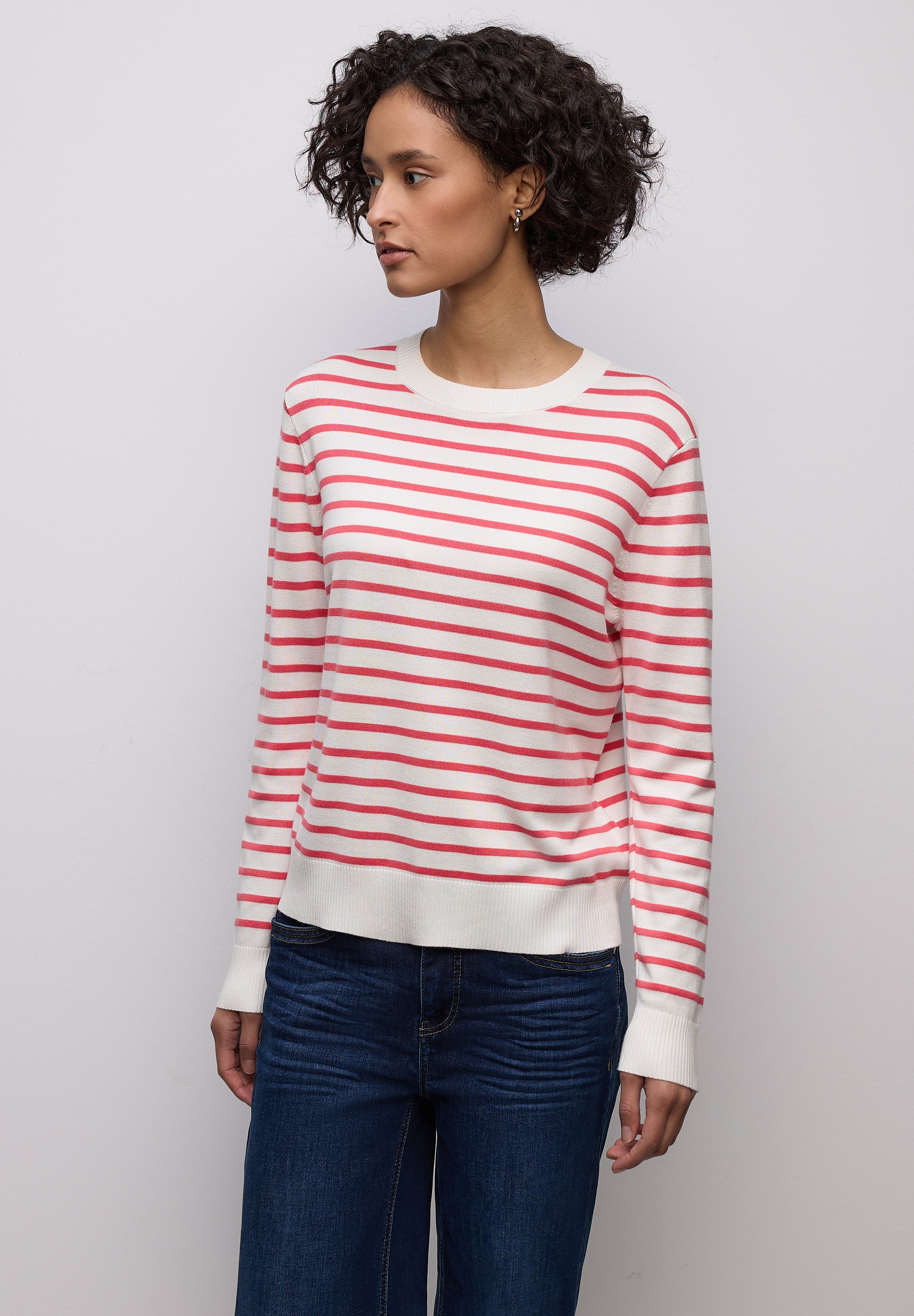 STREET ONE Rundhalspullover im Streifendesign günstig online kaufen