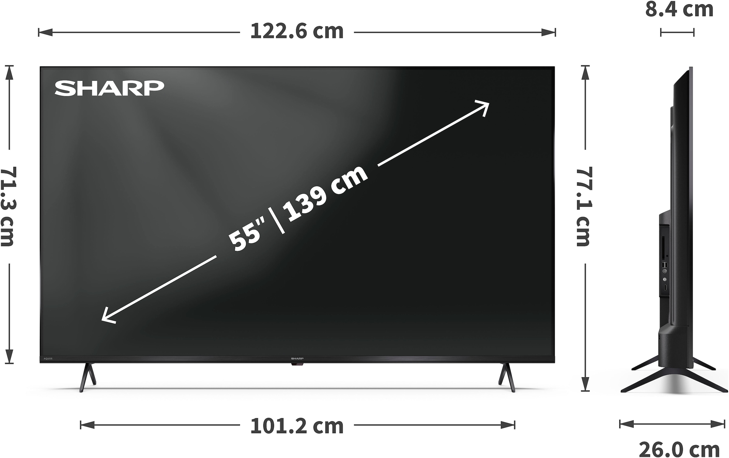 Sharp QLED-Fernseher »4T-C55HP_«, 4K Ultra HD, Google TV-Smart-TV
