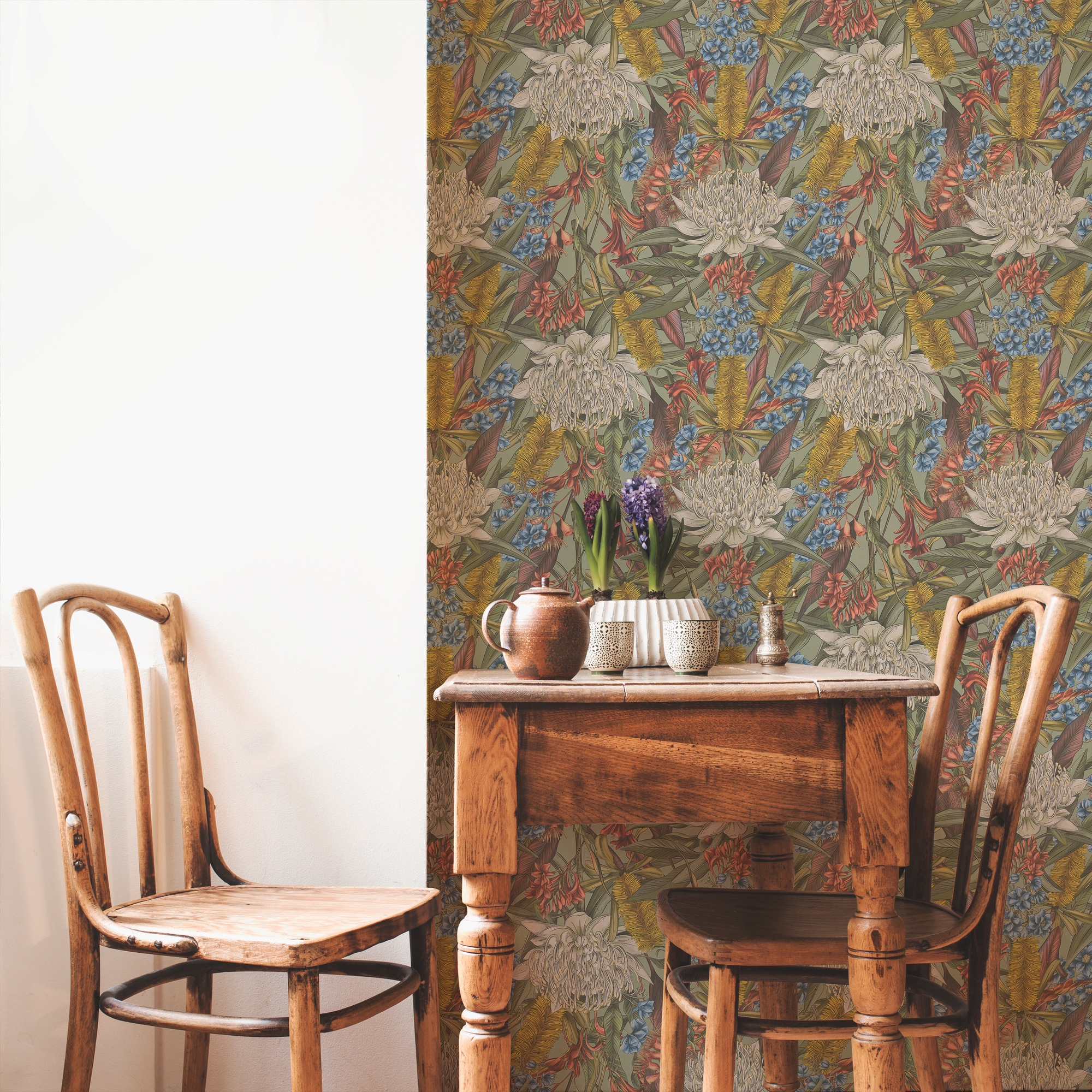 living walls Vliestapete »Drawn Into Nature Blumen-Tapete Mustertapete Pflanzen Natur« matt strukturiert Vliestapete Blümchen für Schlafzimmer Küche Wohnzimmer Blumen Design