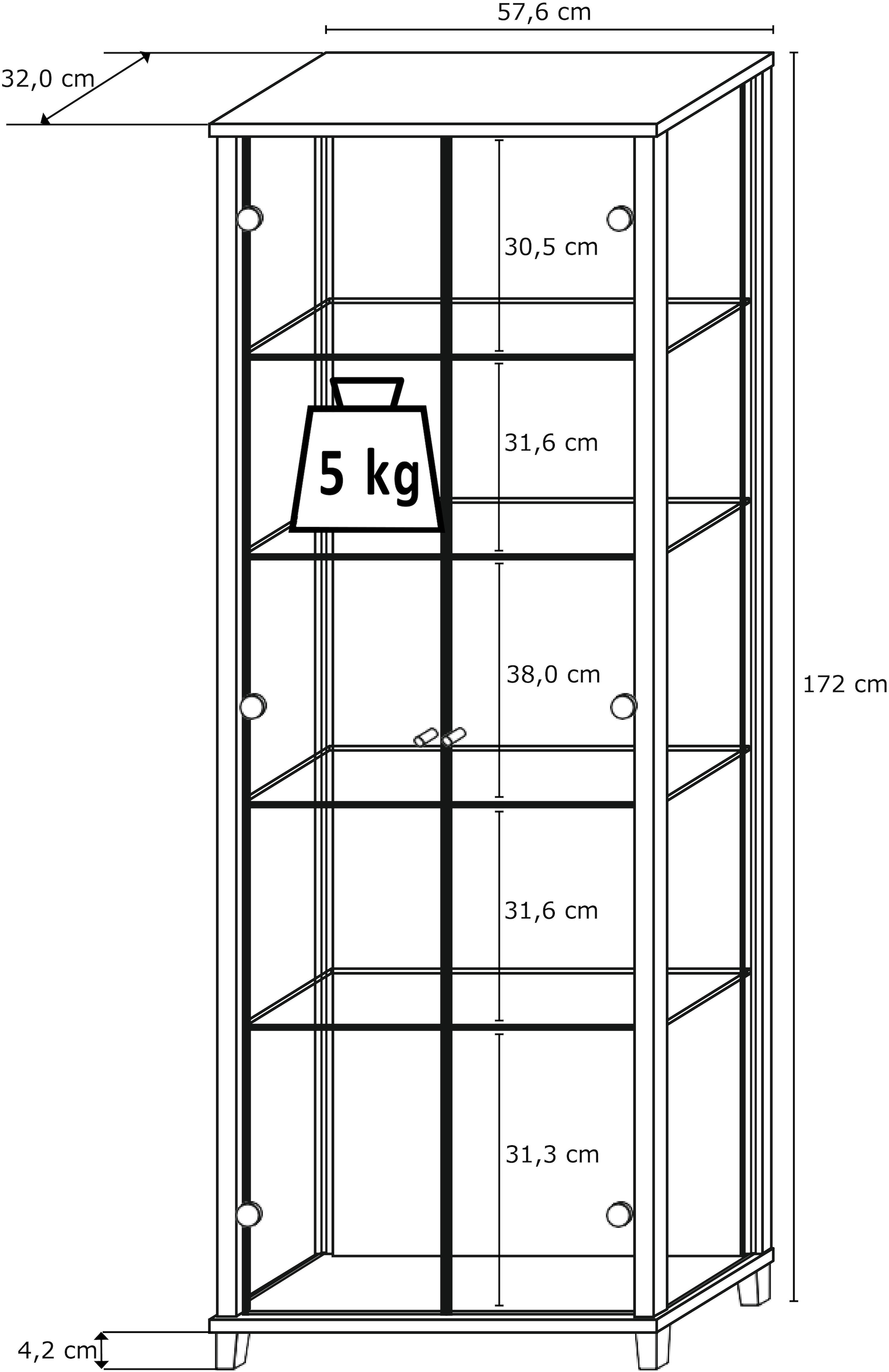 fif möbel Vitrine »OPTIMA« Standvitrine, Vitrinenschrank, Glasvitrine, Sammlervitrine, LED