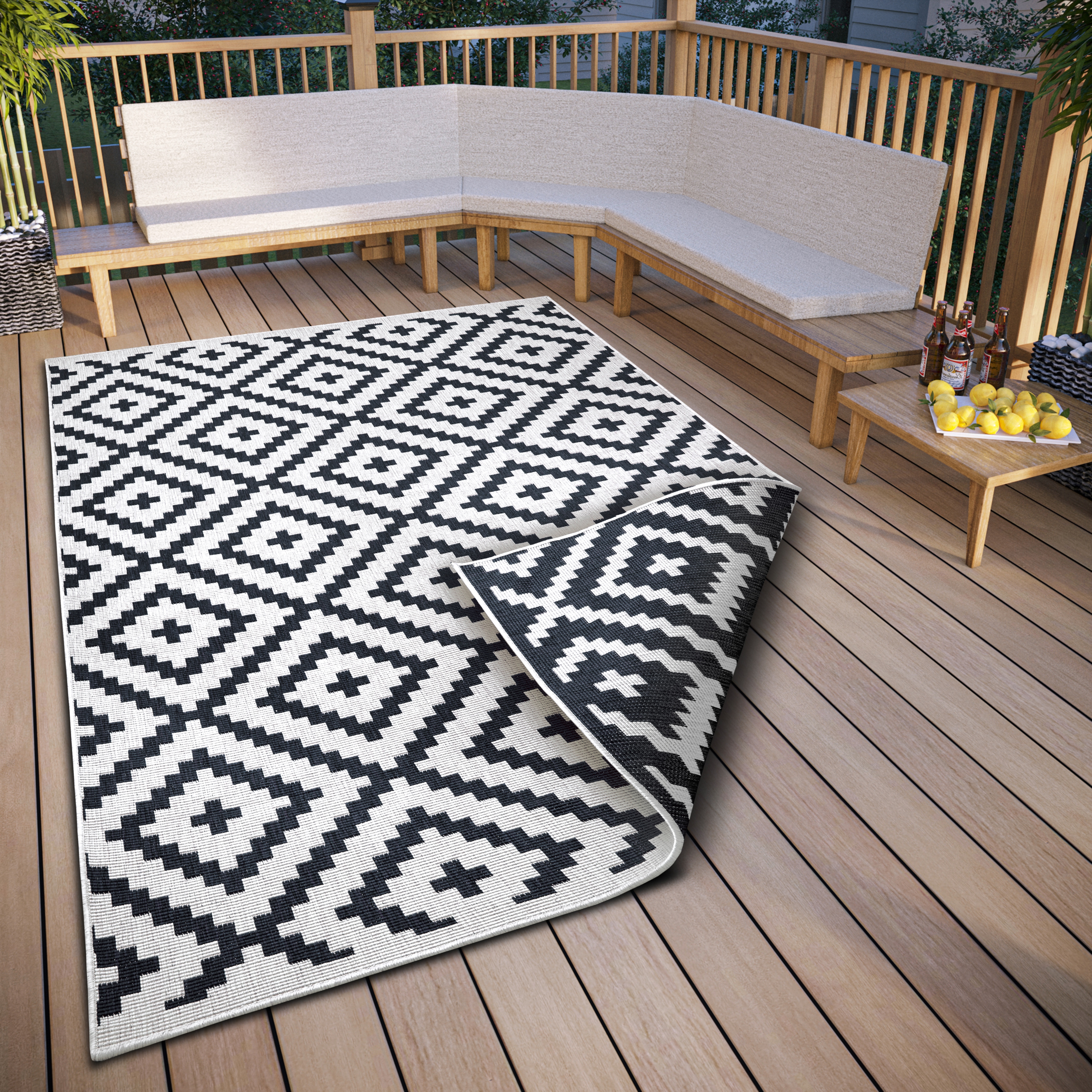 OTTO home Ronda Reversible Rug Black/Cream 120x170 cm