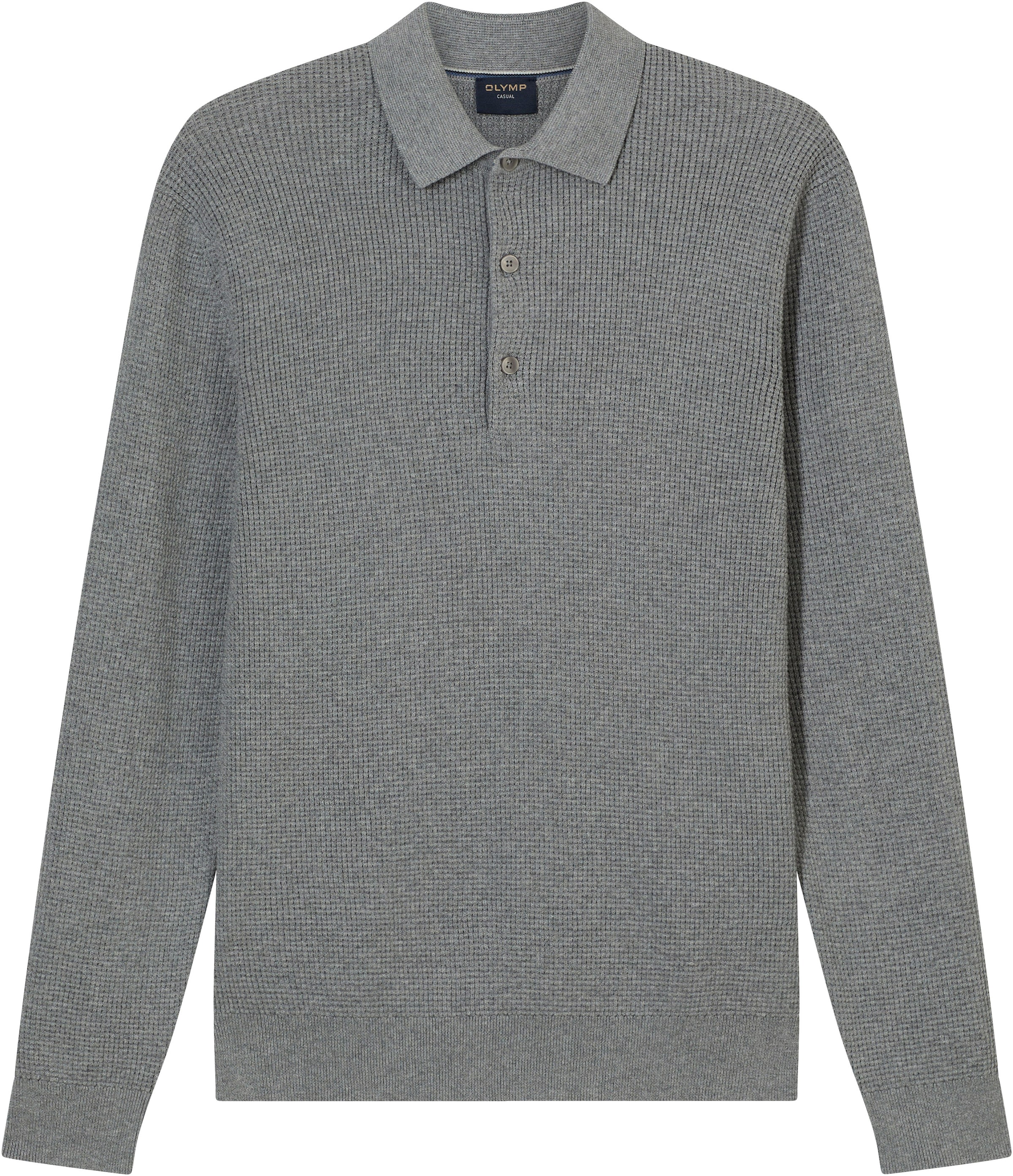 OLYMP Polokragenpullover »Waffle Structure Pullover«, strukturiert, unifarben, regular fit, Strick