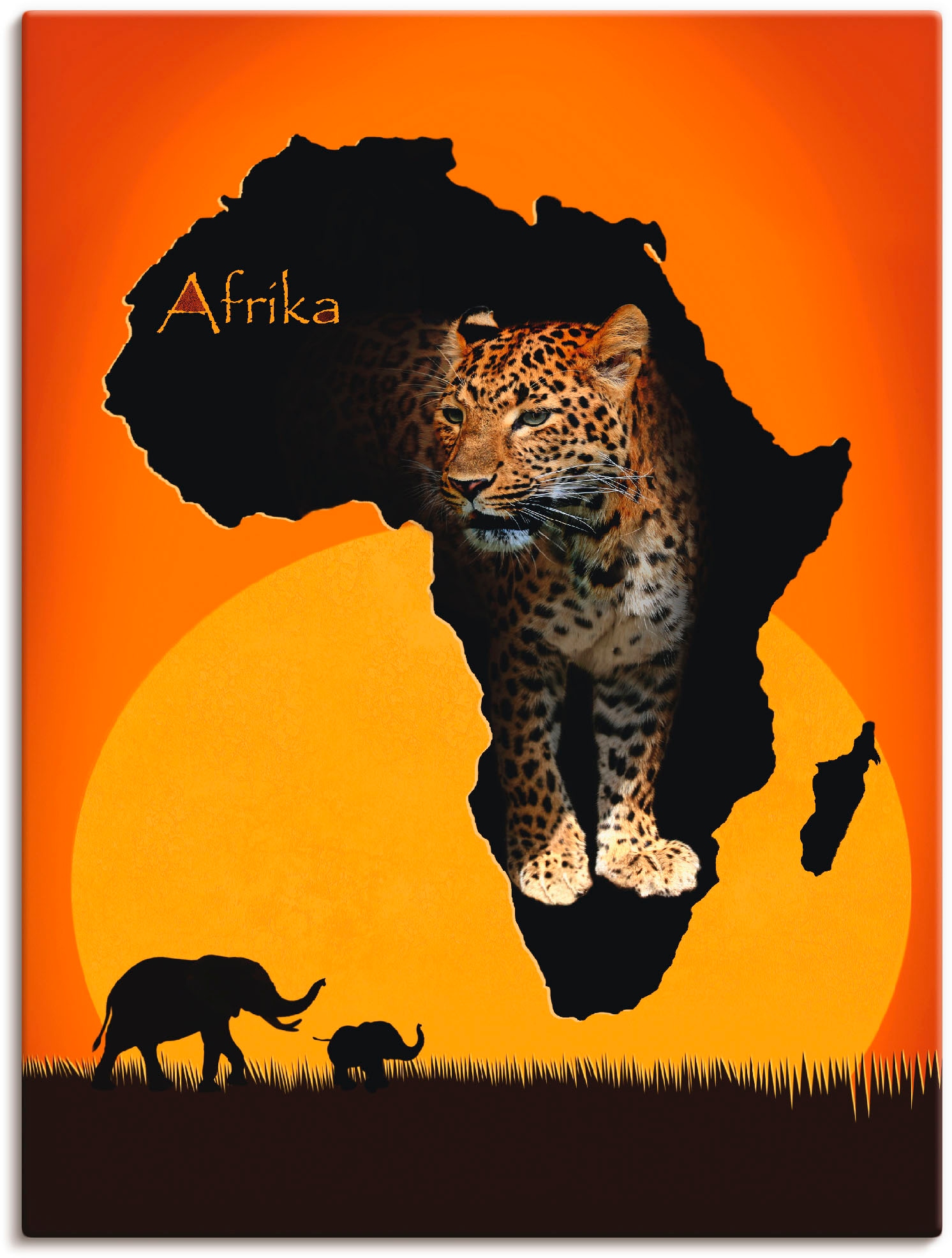 Artland Wandbild "Afrika der schwarze Kontinent", Wildtiere, (1 St.), als L günstig online kaufen