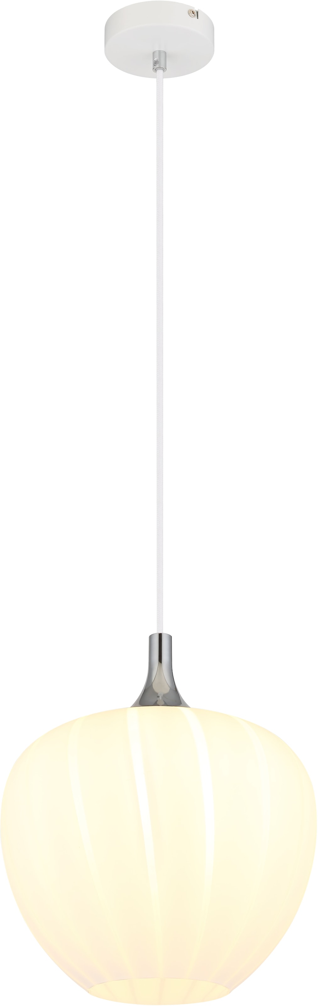 GLOBO LIGHTING Hängeleuchte »MAXY«, Leuchtmittel E27 | ohne Leuchtmittel, Hängelampe/Pendelleuchte/weiß/Glas opal/ Dekorillen