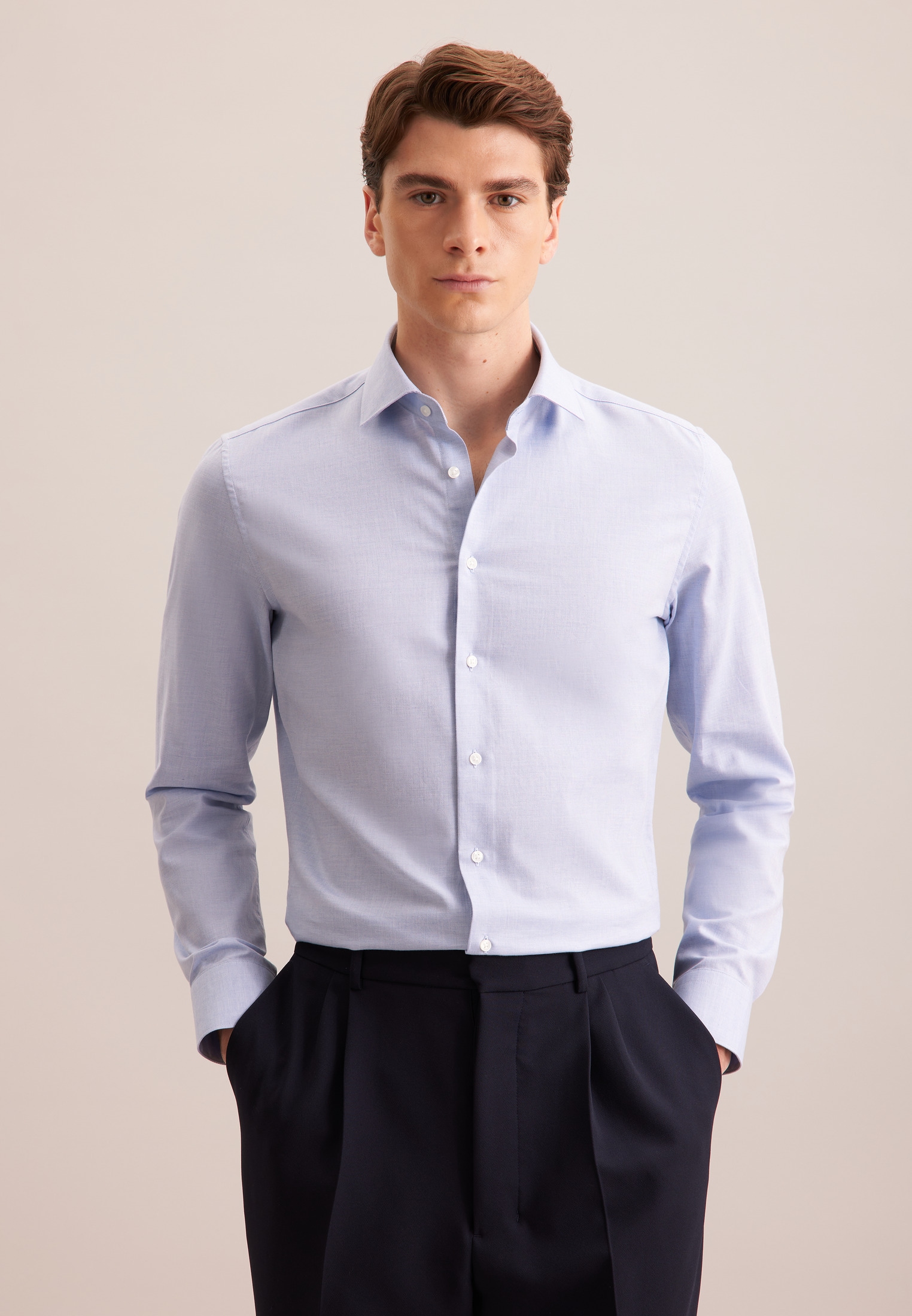 seidensticker Flanellhemd "Schwarze Rose" Shaped 1/1 Kentkragen Uni günstig online kaufen