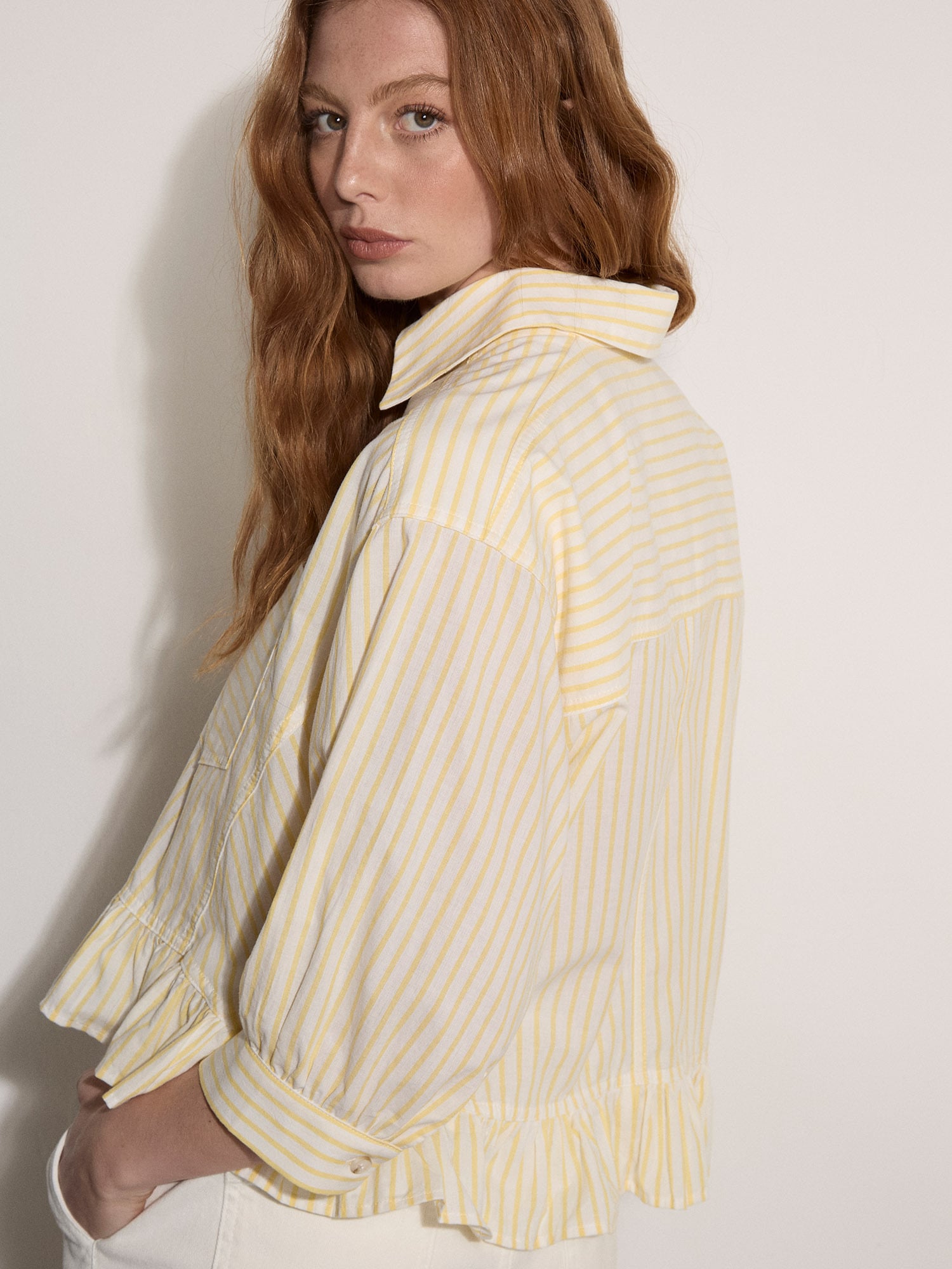 Apricot Klassische Bluse »Bluse« mit gestreiftem Rüschen-Saum