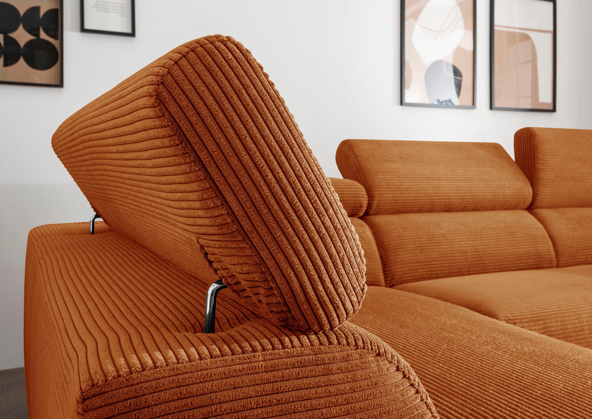 alina Ecksofa »Hikari«, wahlweise mit Sitzvorzug, in modernem Cordstoff, Breite 302 cm