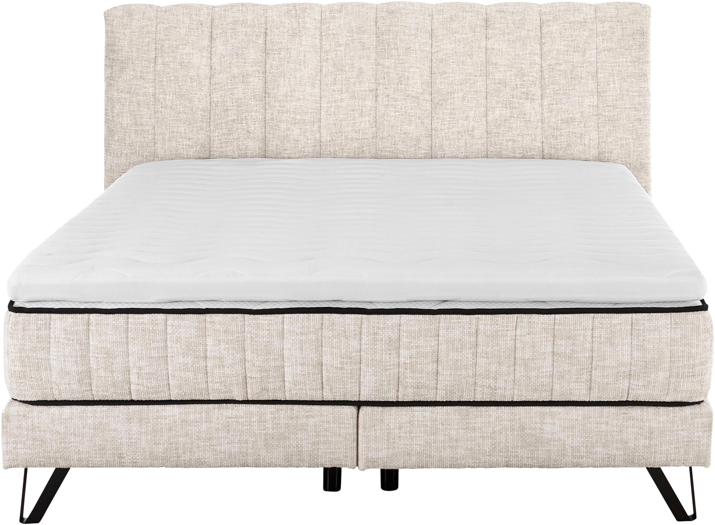 set one by Musterring Boxspringbett »Baldwin«, Liegefläche 180 x 200 cm, Duo-Matratze, Kopfteil mit Steifensteppung