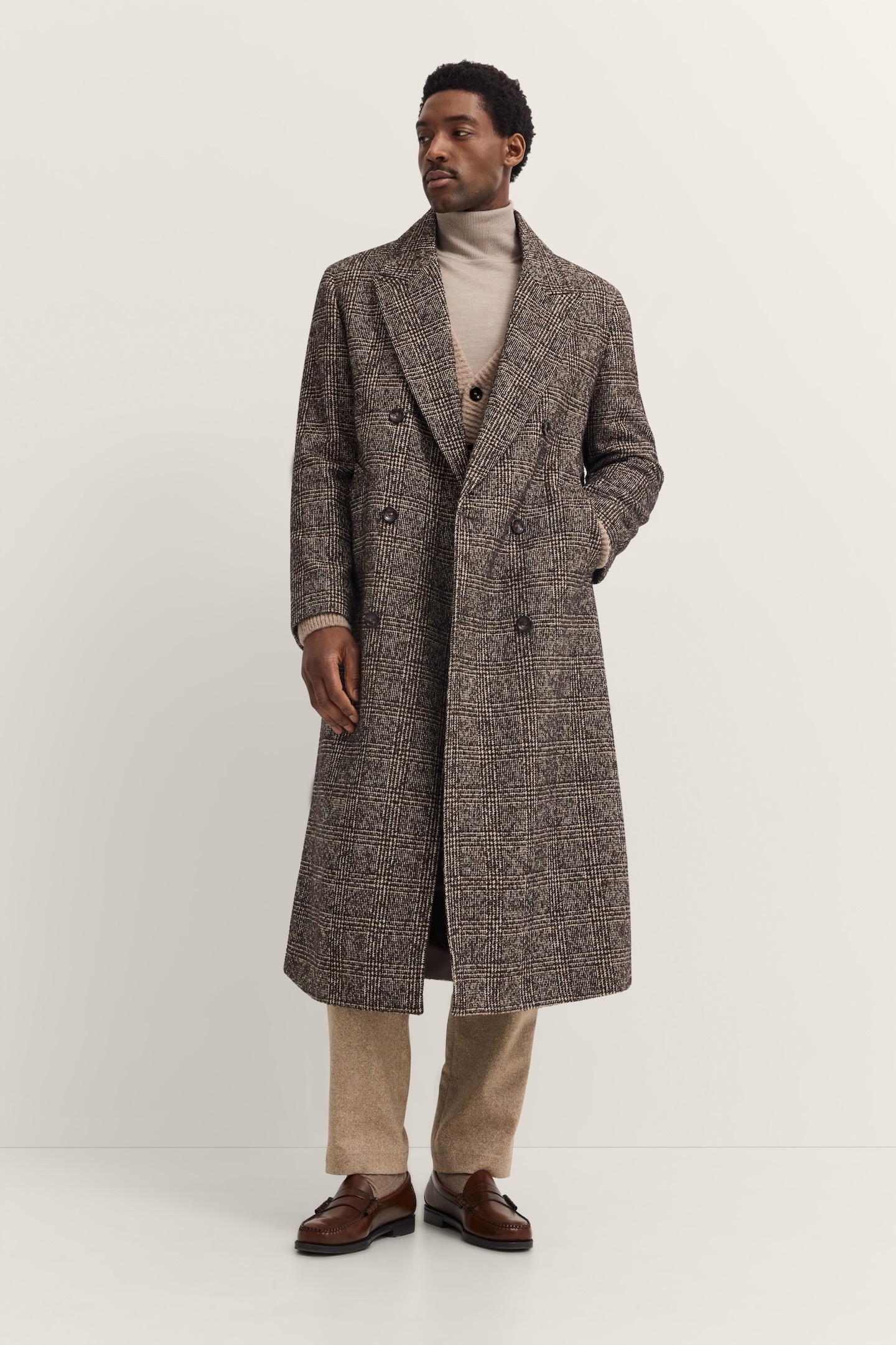 bugatti Langmantel »Loose Fit«, Zwei-Reiher mit Glencheck-Karo