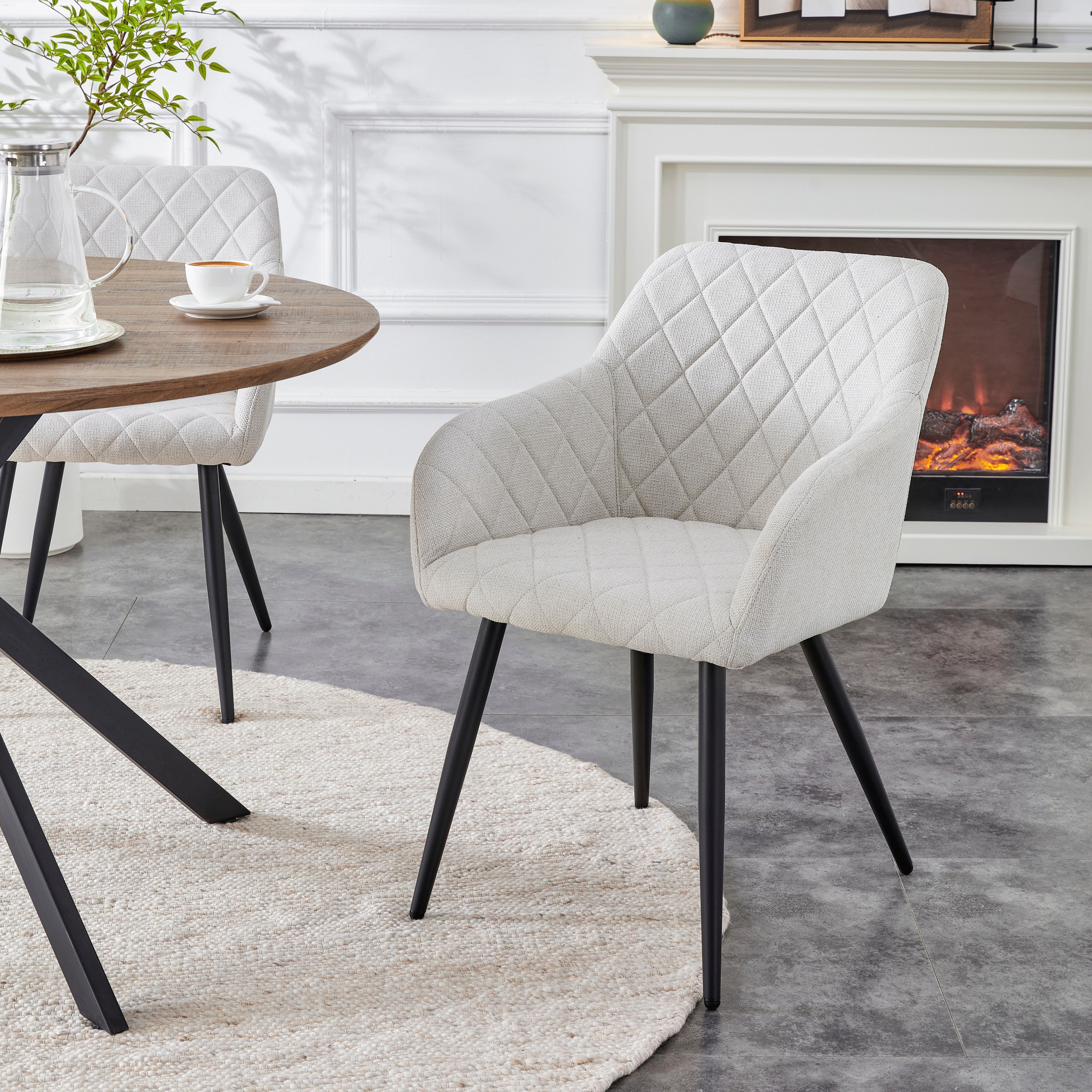 Home affaire Esszimmerstuhl "SUDBURRY, 2er Set, mit Metallgestell in matt schwarz" (Set) 2 Stk.in verschiedenen Farben, Belsatbarkeit pro Stuhl 120 kg, mit Armlehne