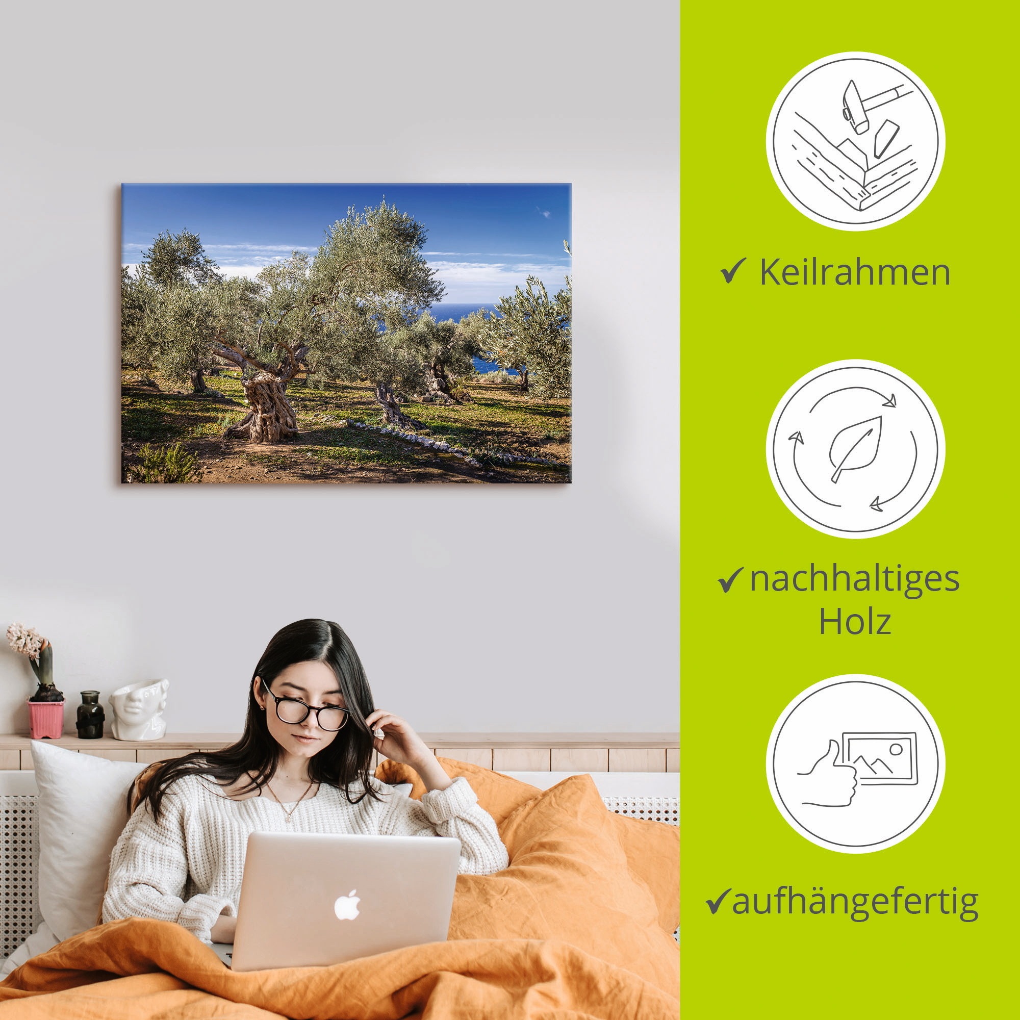 Artland Wandbild »Olivenhain in der Serra de Tramuntana«, Küstenbilder, (1 St.), als Alubild, Outdoorbild, Leinwandbild, Poster in verschied. Größen