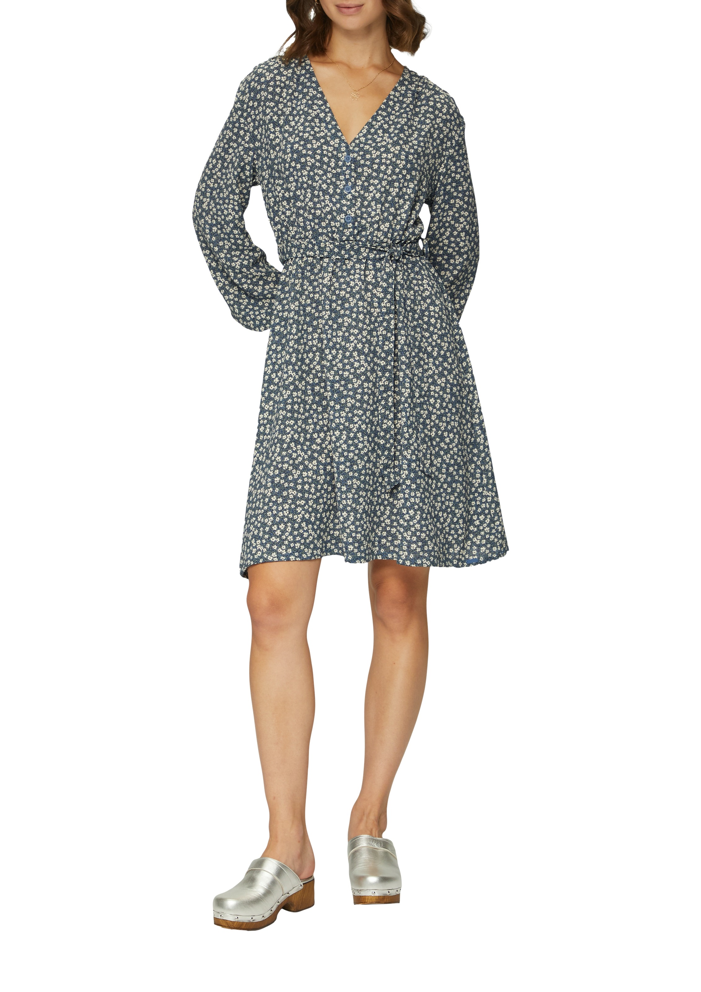 QS Sommerkleid Ohne Taschen mit All-Over Print