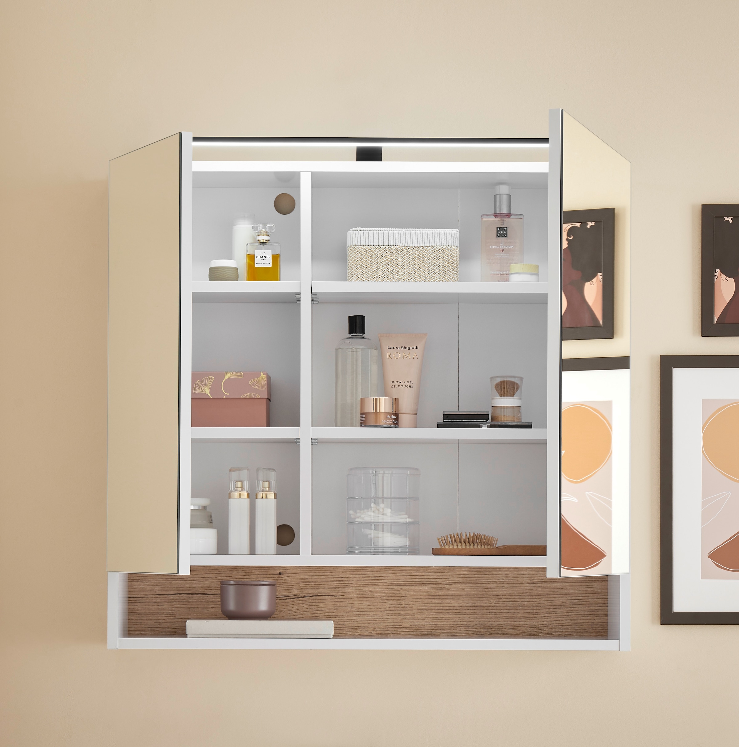 BASIC by Balculina Spiegelschrank »Denver Spiegelschrank, Badezimmerschrank BxHxT 80x75x22« 1 Stk. tlg. Breite 80 cm, Tür L/R montierbar, Softclose