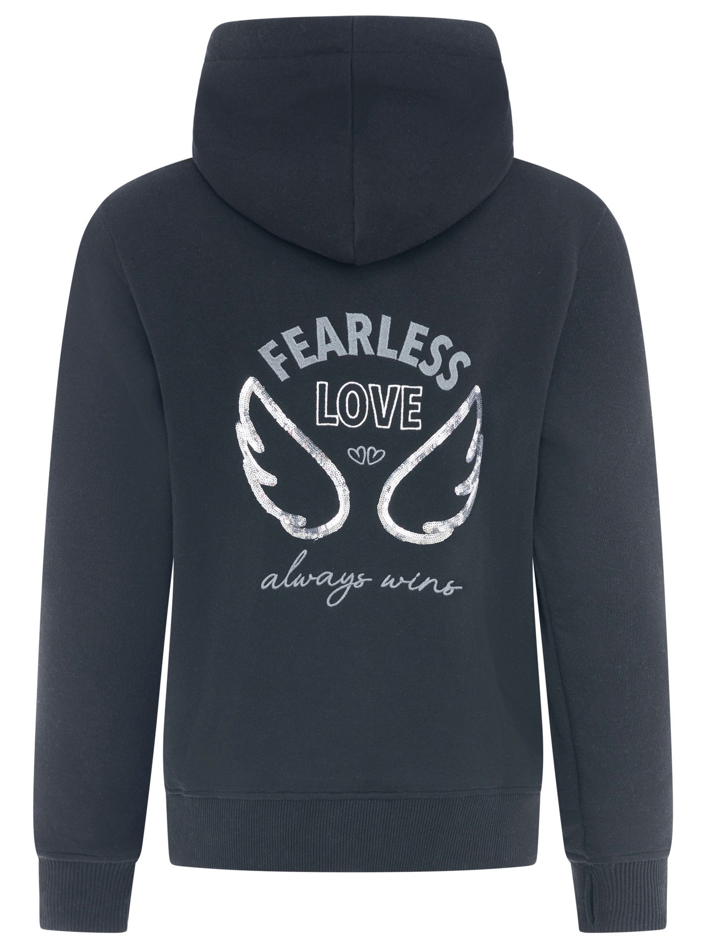 Zwillingsherz Hoodie »"Wings"«, glamouröse Stickerei mit Flügeln, Pailletten, glänzende Kordel
