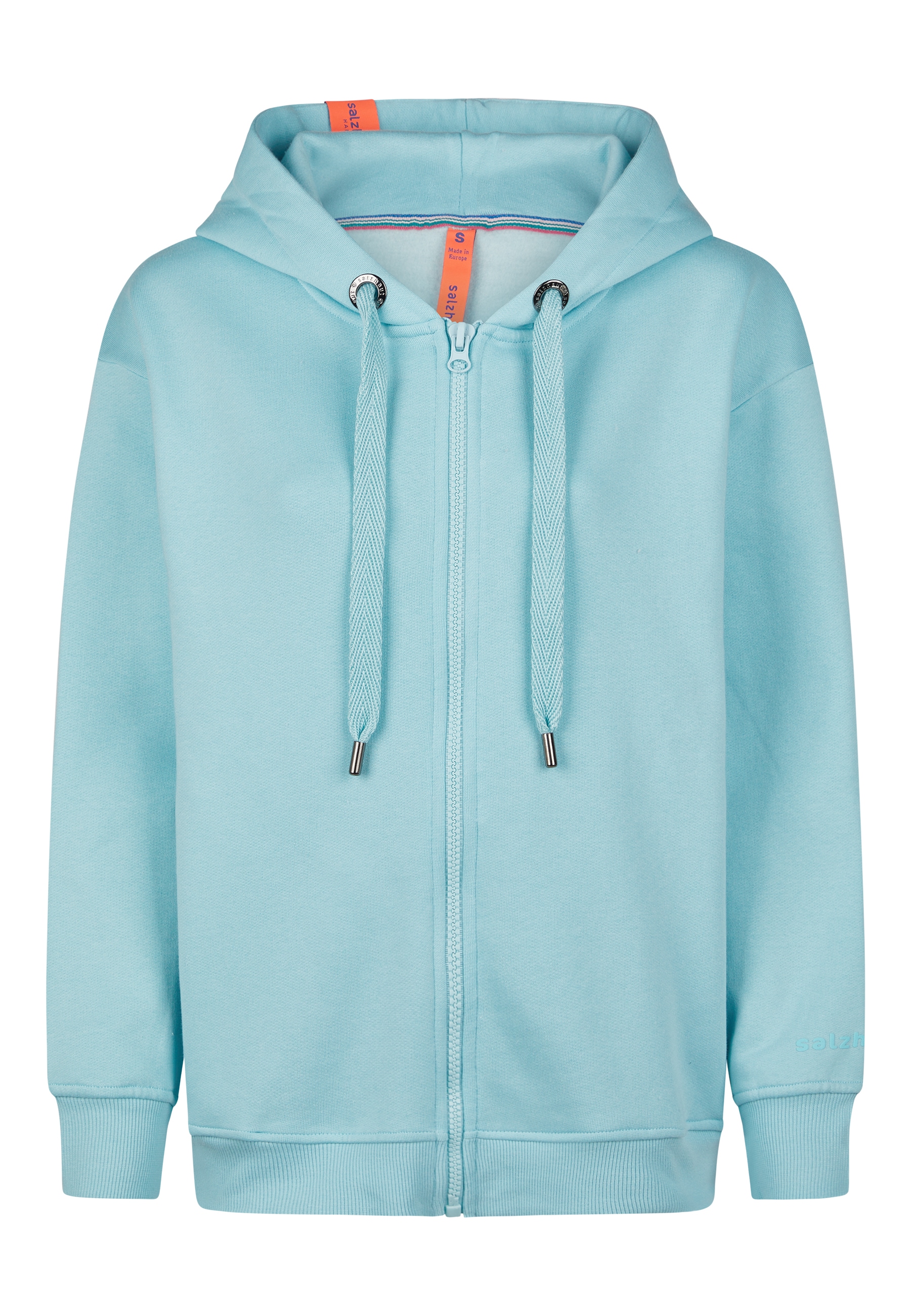 Sweatjacke SALZHAUT "Sweatjacke TOPE - UNI", Damen, Gr. XXL, blau (aqua), Obermaterial: 80% Baumwolle CO. 20% Polyester PES., Sweatjacken Sweatjacke